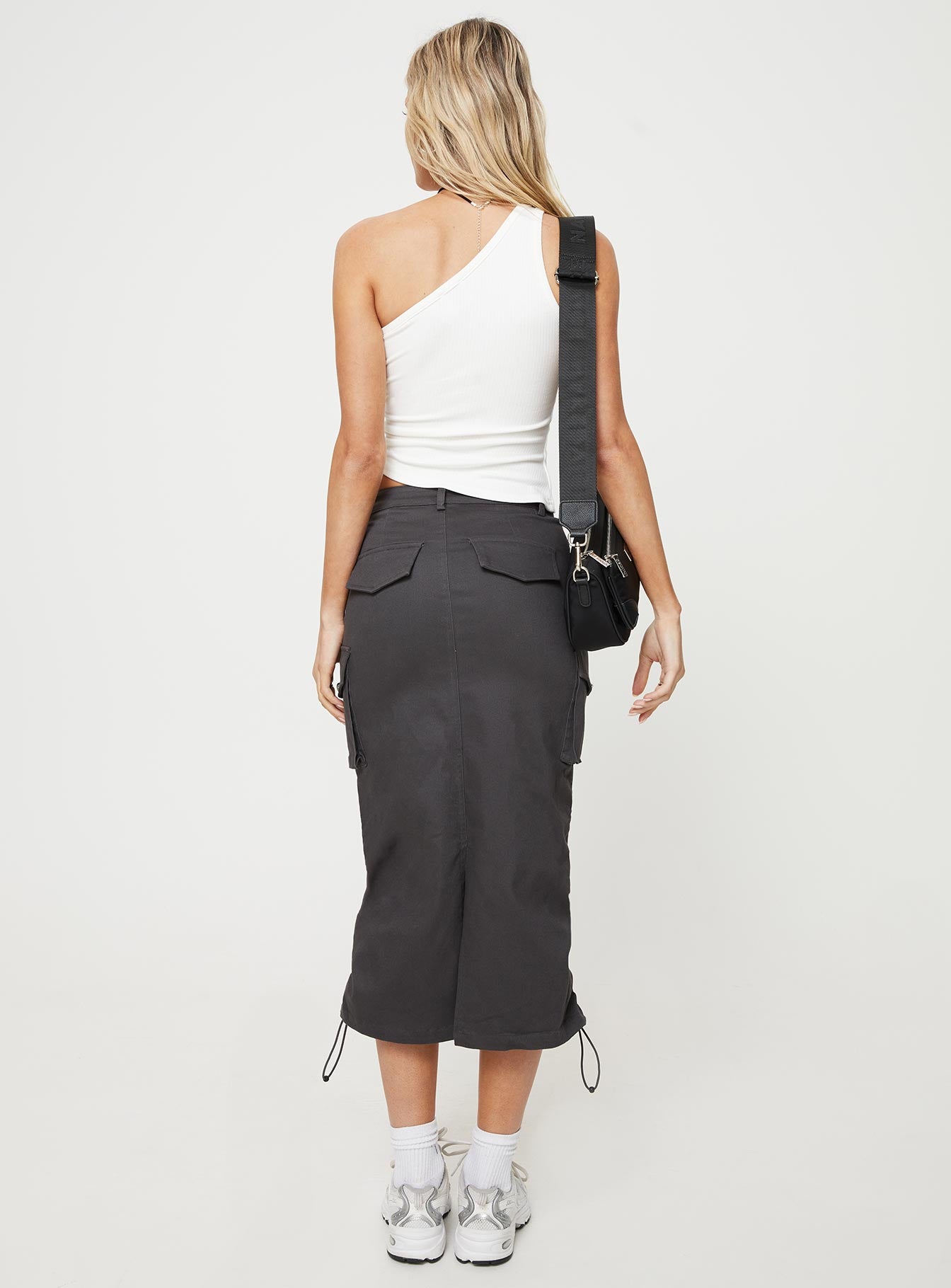 Bellows Cargo Midi Skirt Washed Black - Image 4
