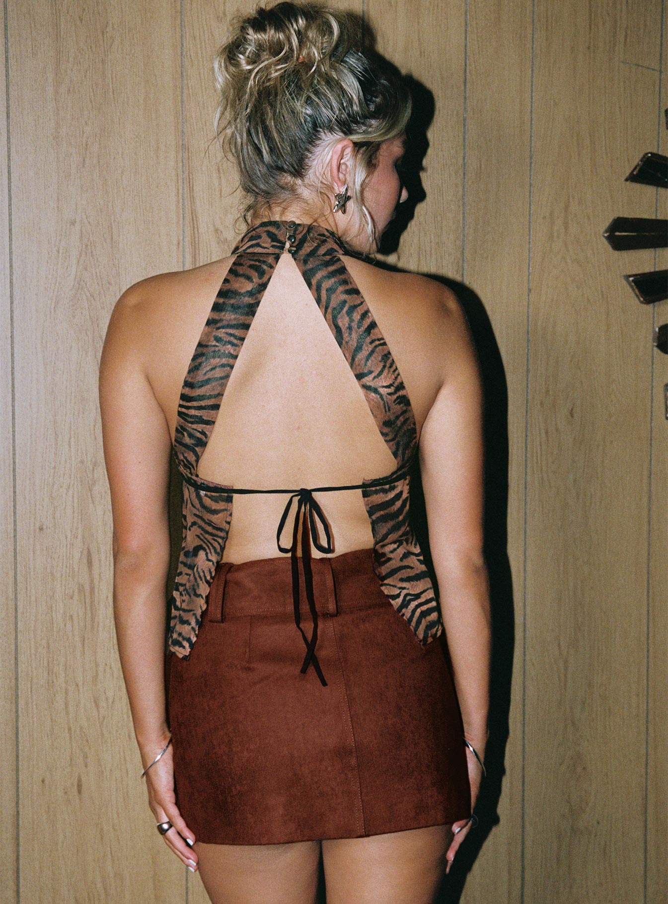 Movita Belted Mini Skirt Brown - Image 5