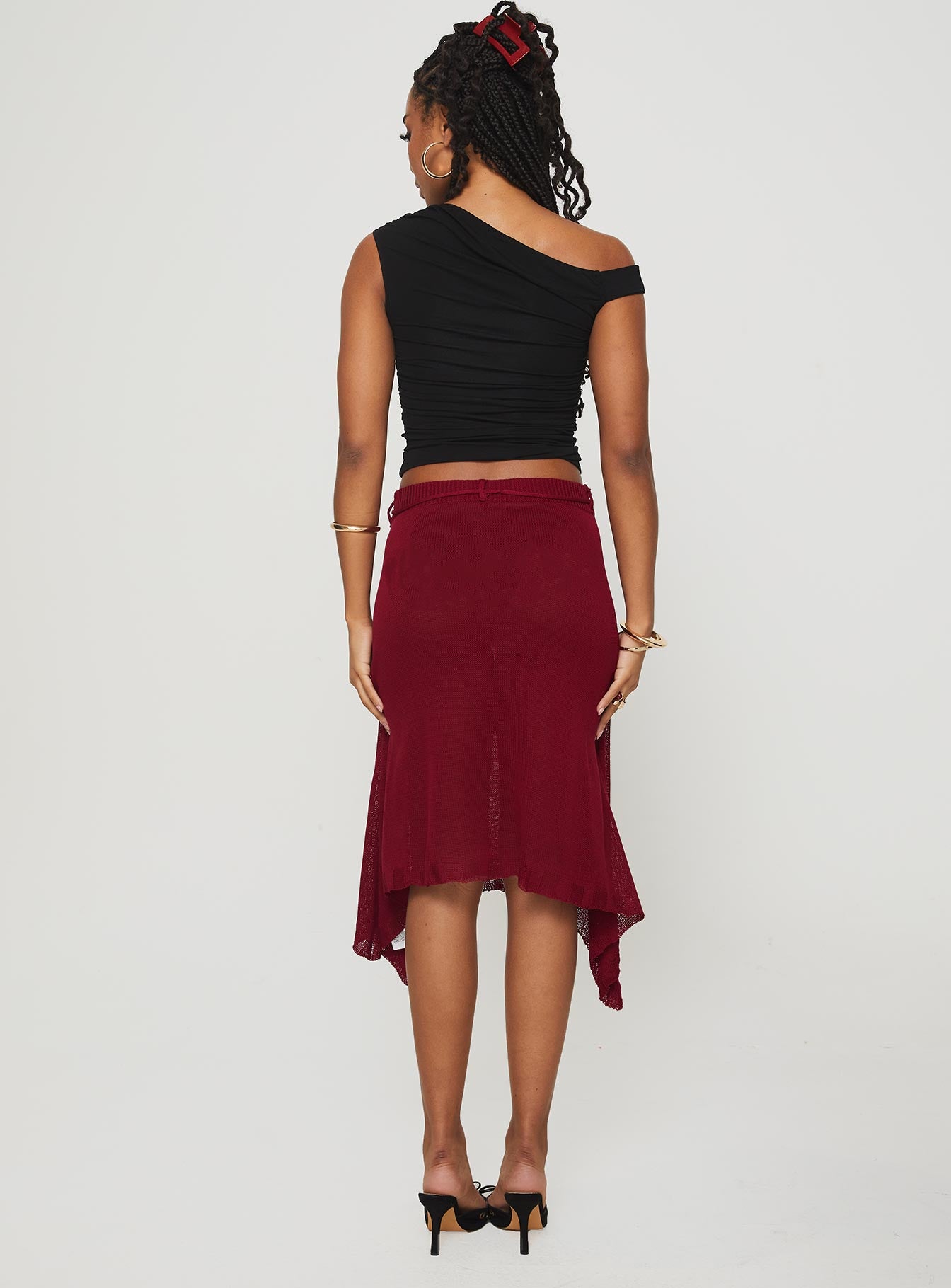 Leysa Midi Skirt Red - Image 5