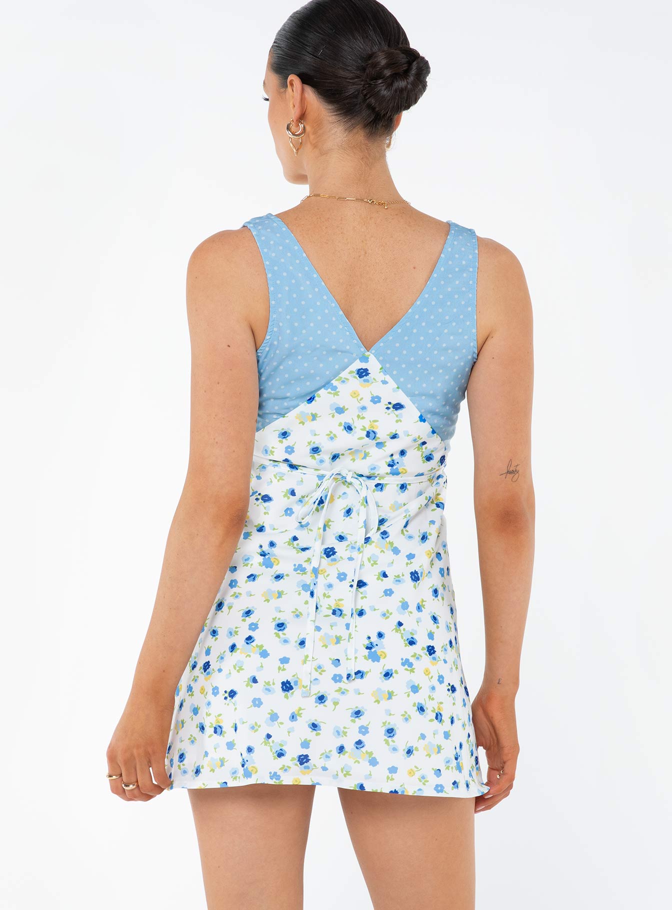Nellie Spliced Mini Dress Blue / White - Image 5