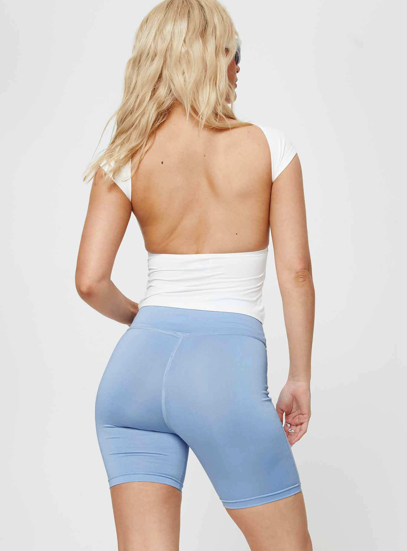 Princess Polly Bike Shorts Cursive Text Pale Blue/ Eggshell - Image 5