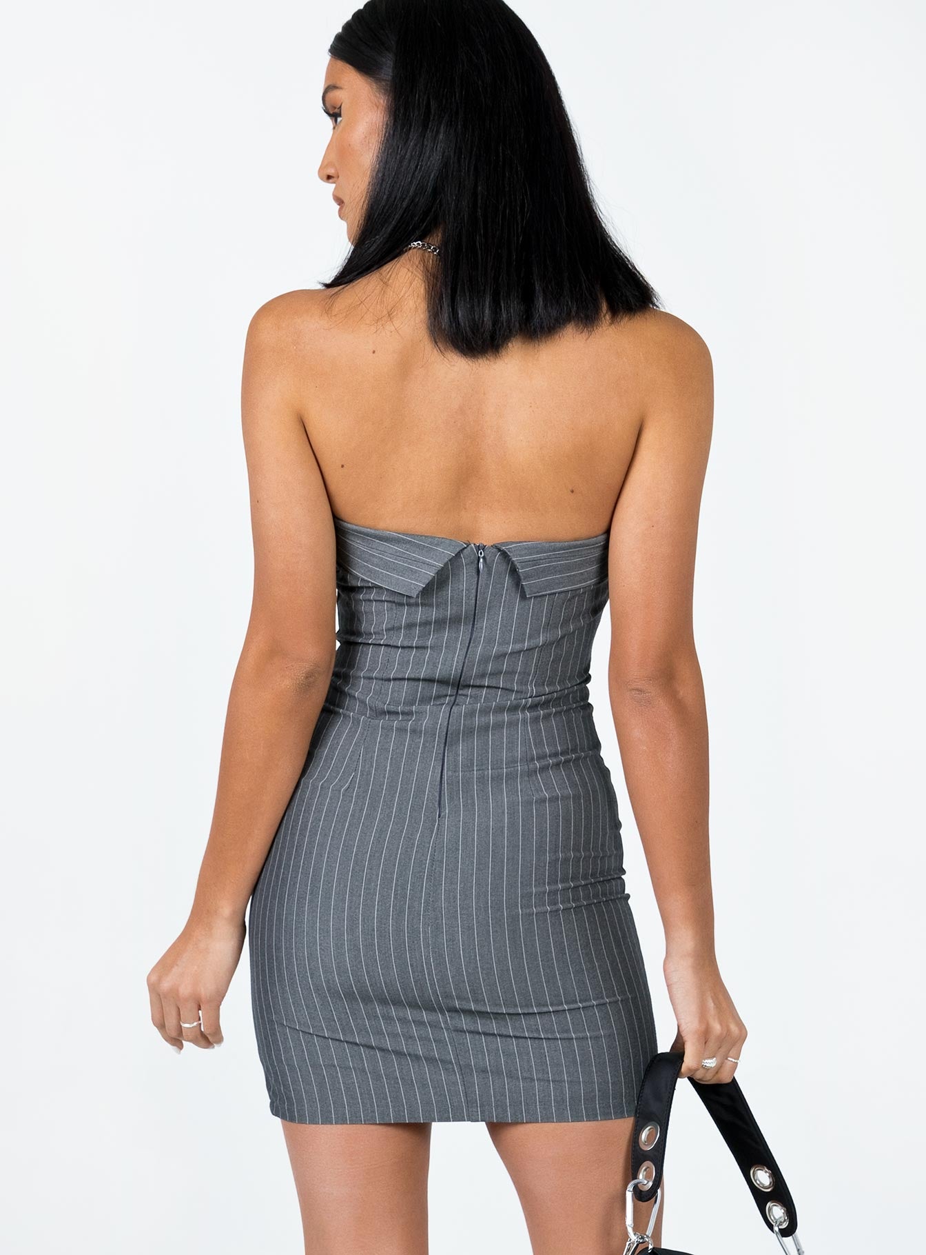 Sebastian Strapless Mini Dress Grey - Image 5