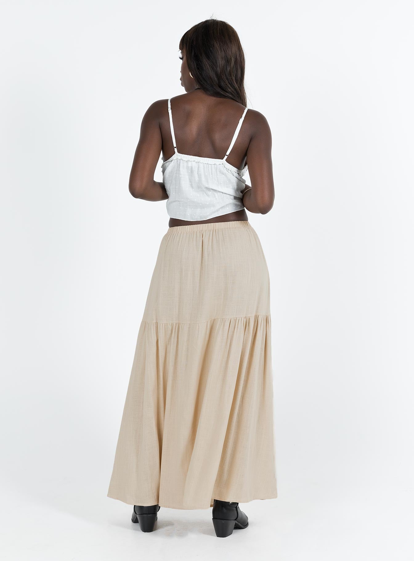 Hold Me Close Maxi Skirt Beige - Image 5