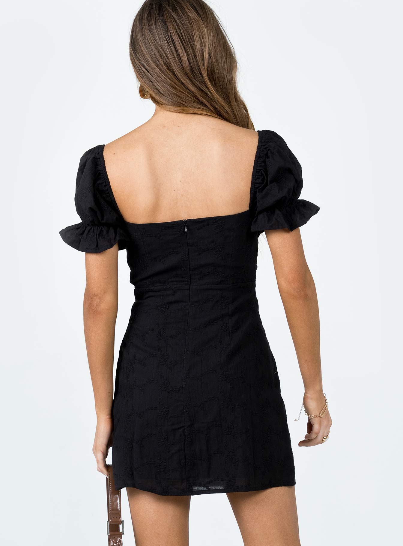 White Rose Mini Dress Black - Image 4