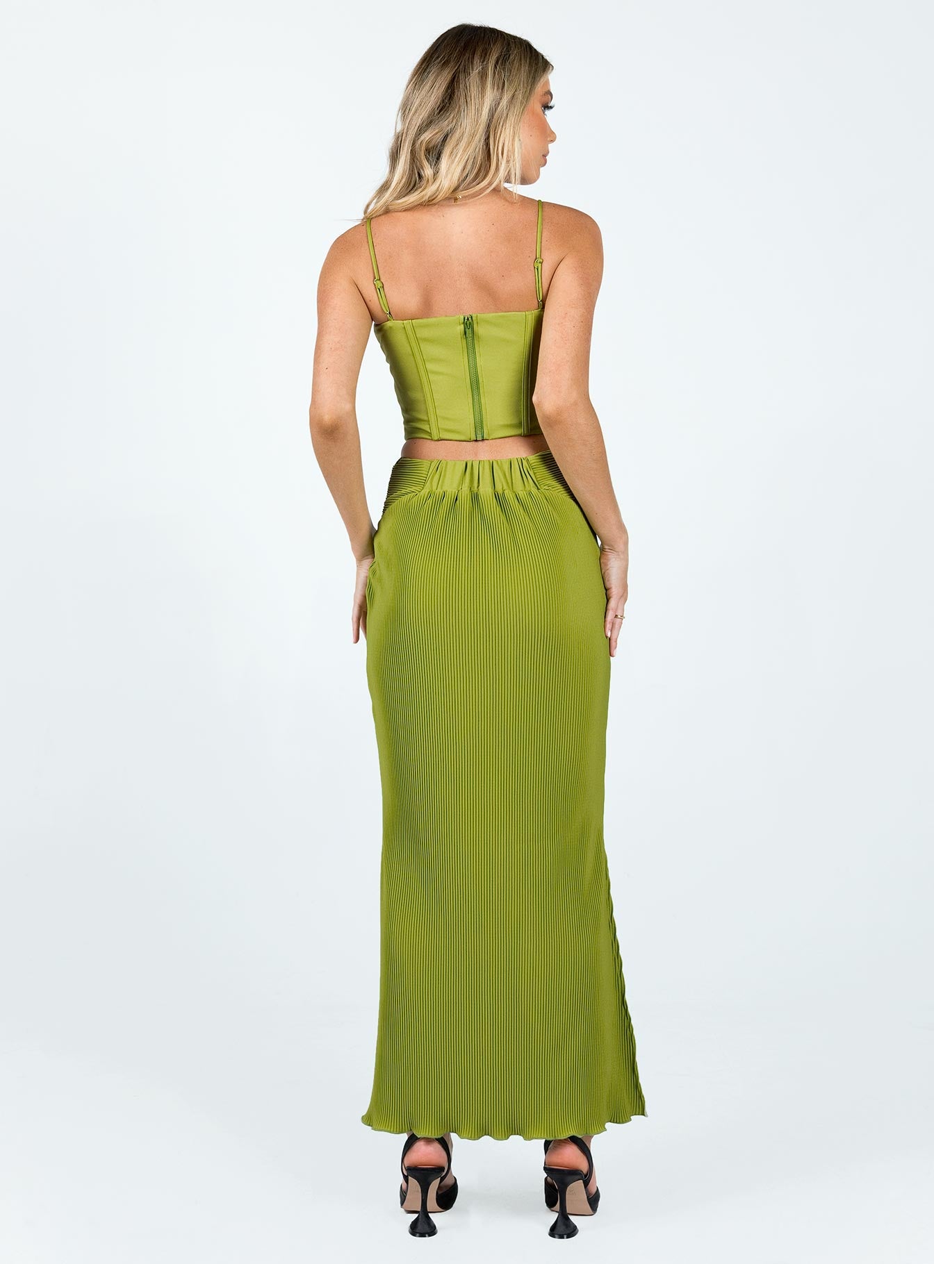 Topakas Plisse Maxi Skirt Green - Image 5