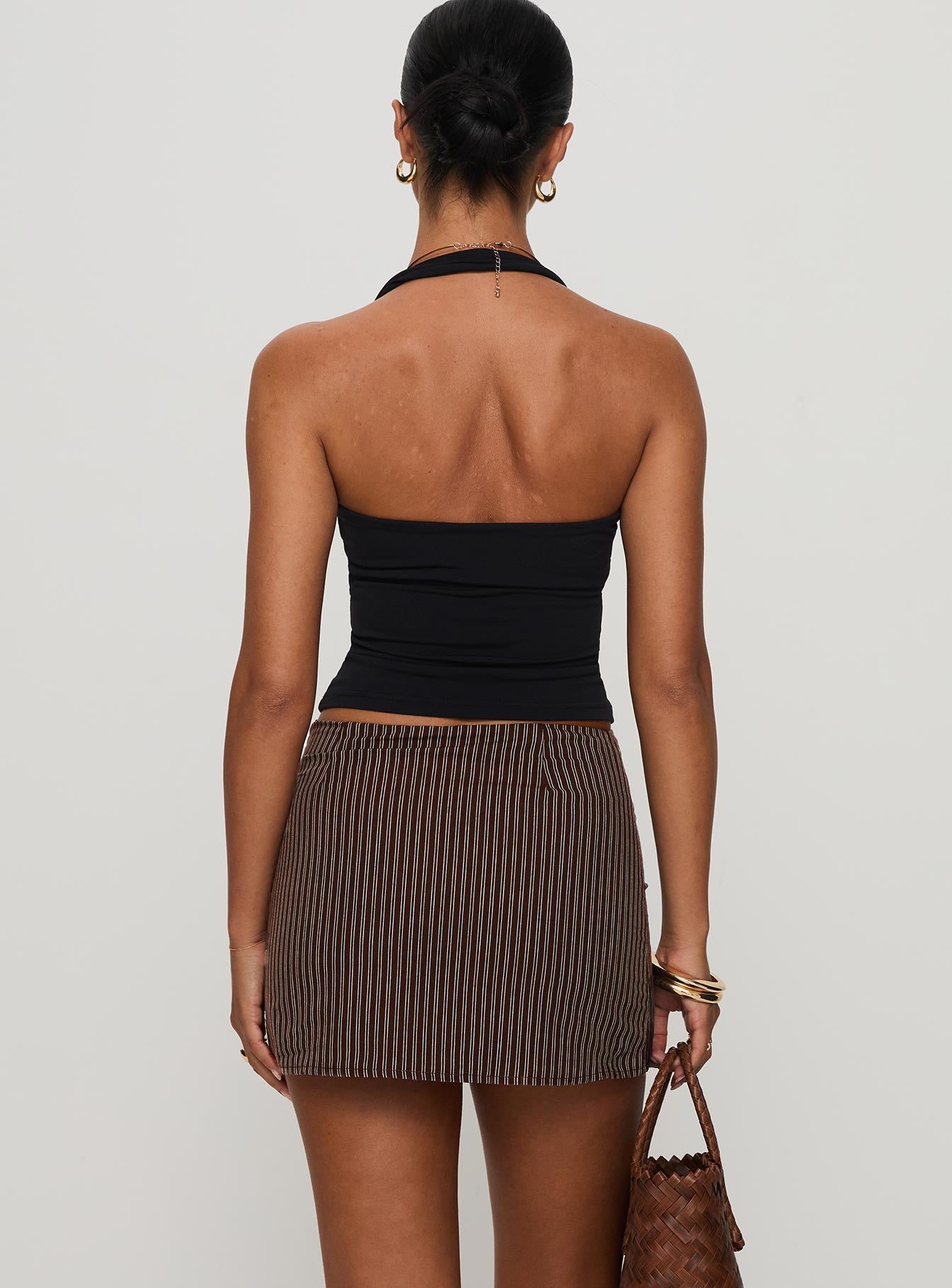 Rozetti Mini Skirt Brown Stripe - Image 5