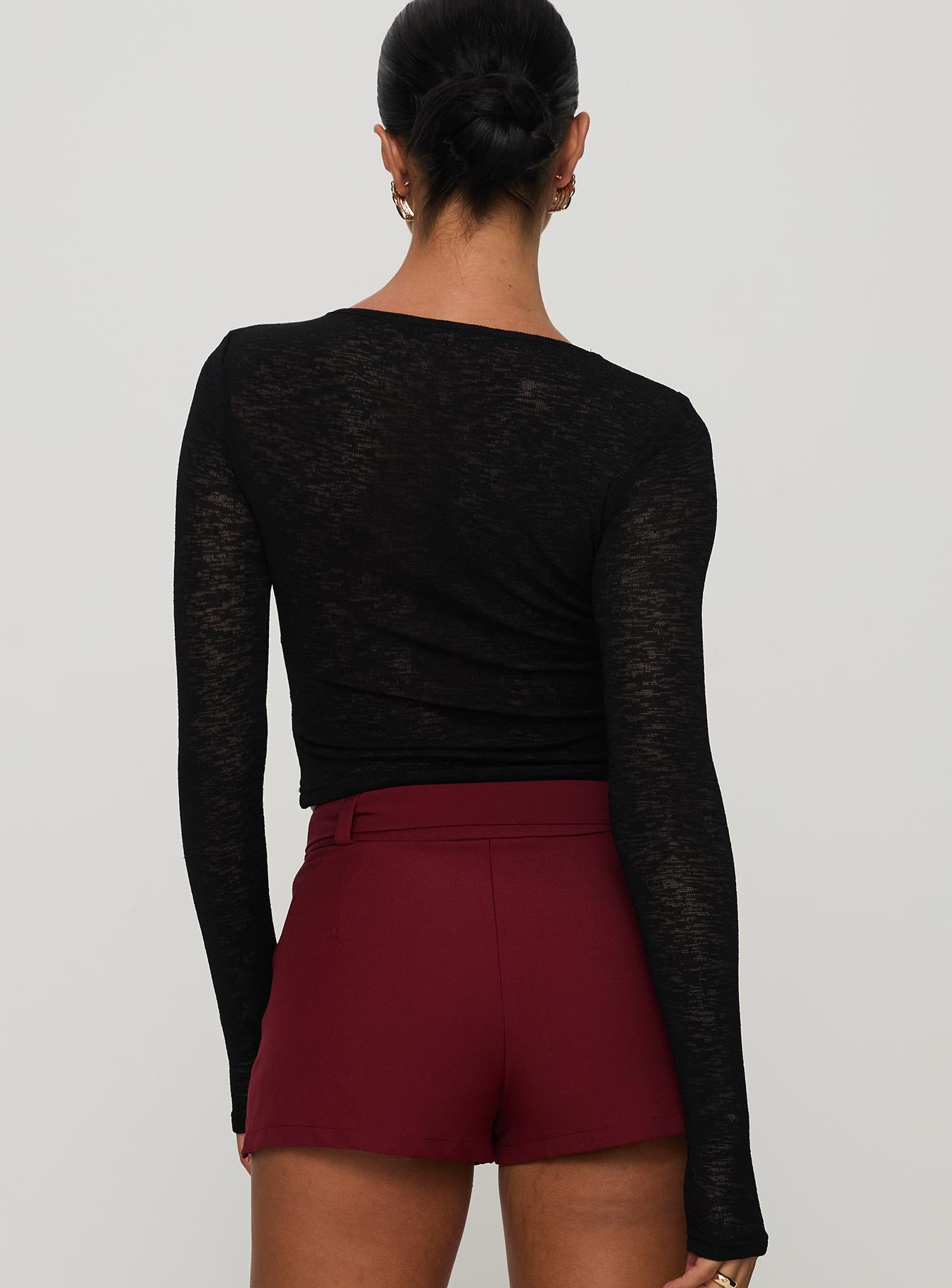 Sandrine Twist Long Sleeve Top Black - Image 5