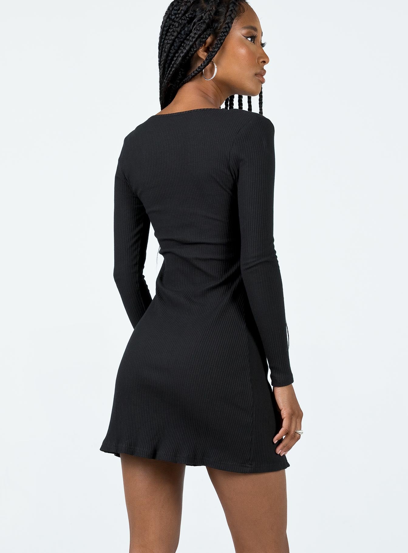 Normandy Long Sleeve Mini Dress Black - Image 4