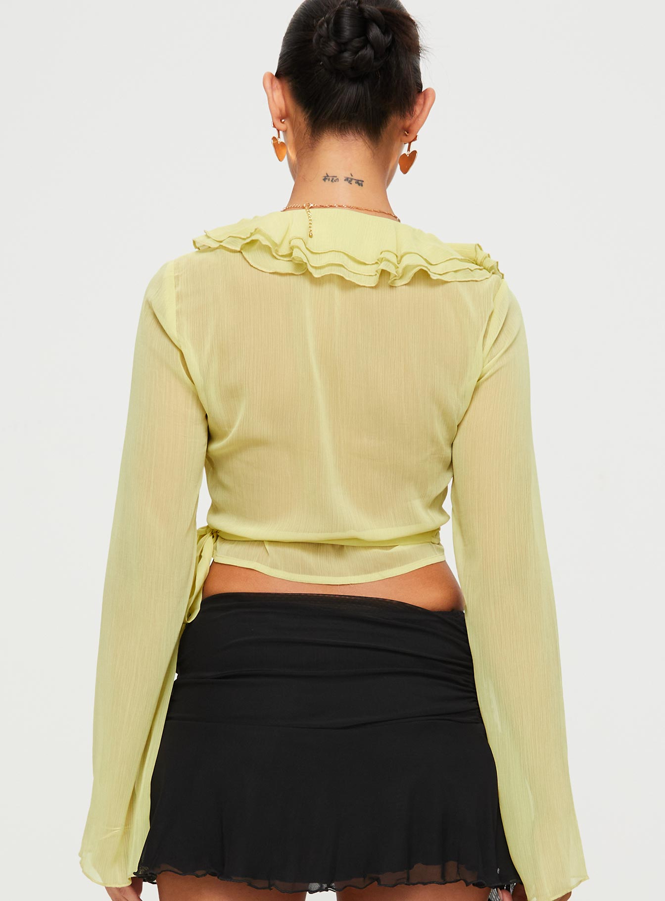 She's Mine Frill Wrap Top Yellow - Image 5