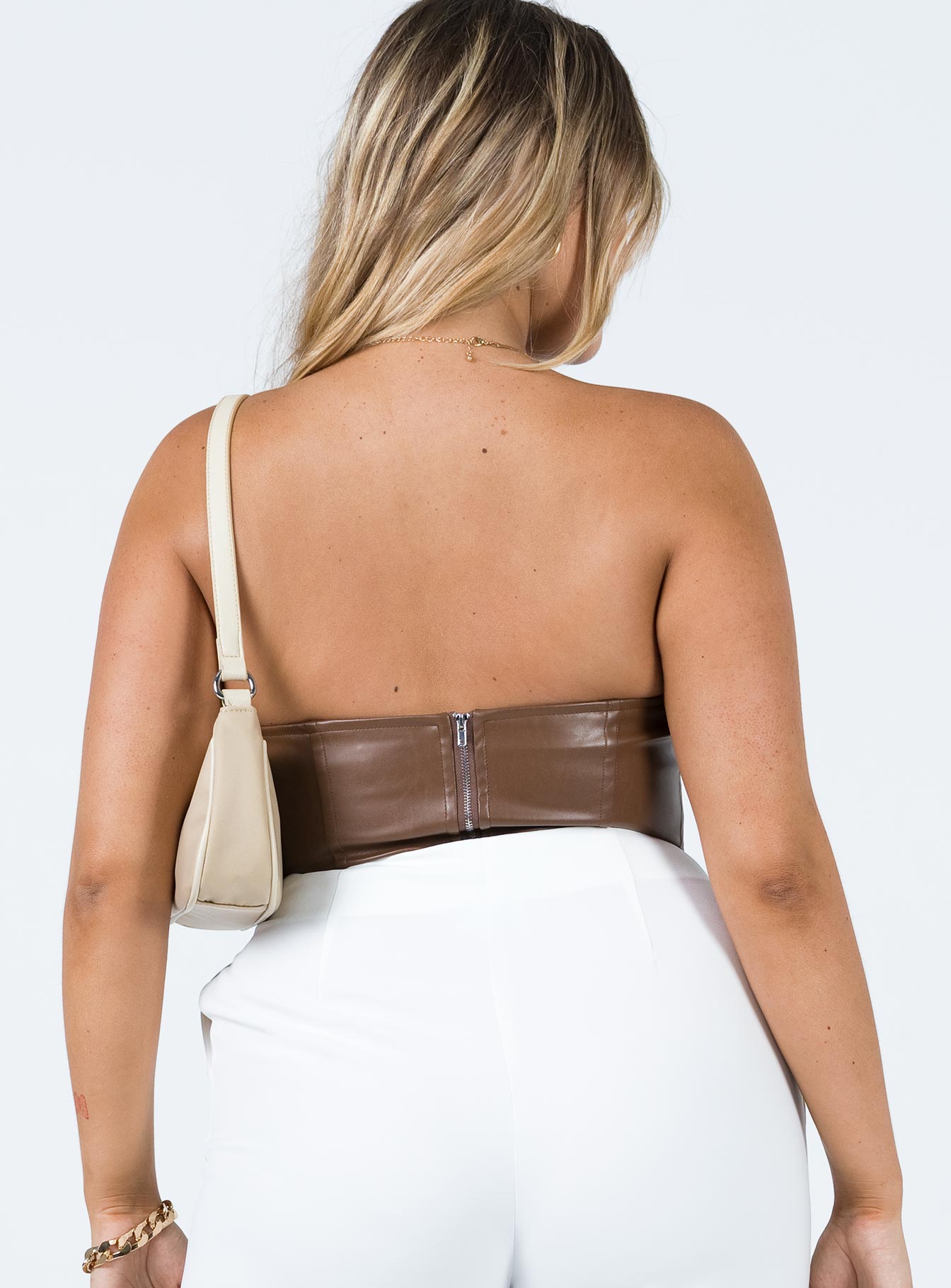 Jessica PU Bustier Brown - Image 5