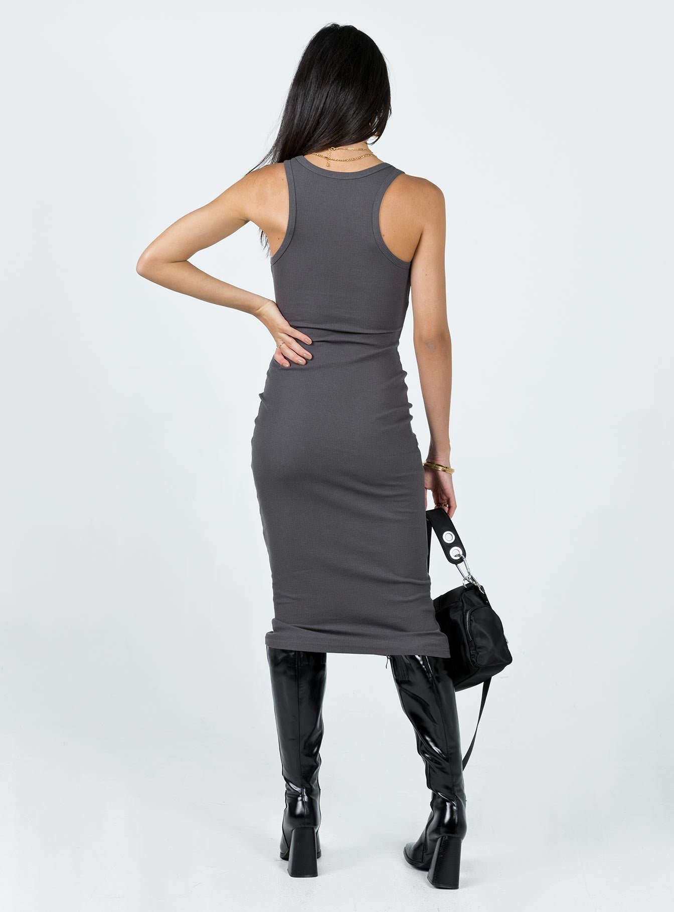 Camellia Midi Dress Slate Grey - Image 5