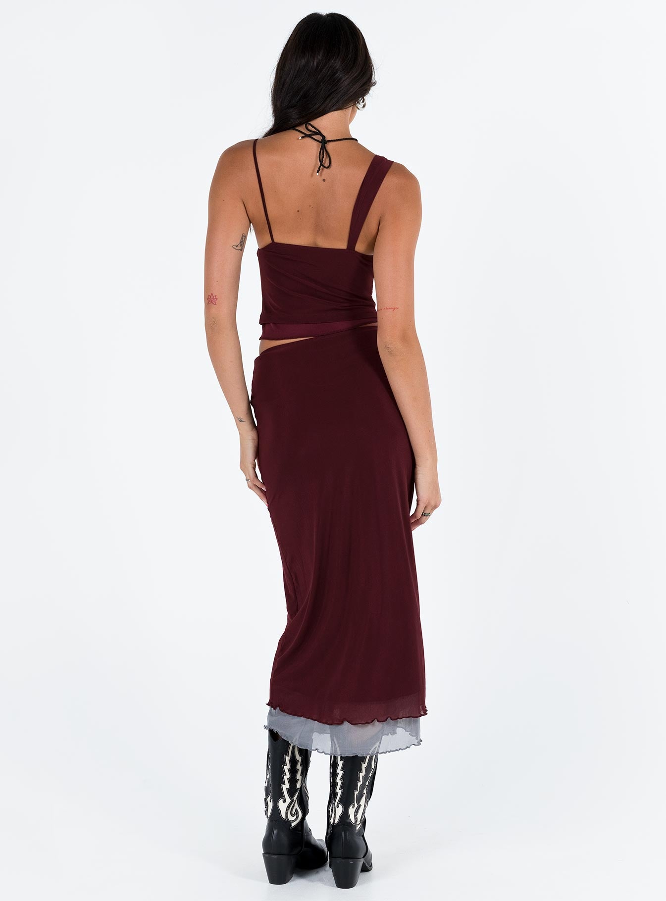Motel Tresha Skirt Mesh Burgundy 199 - Image 5