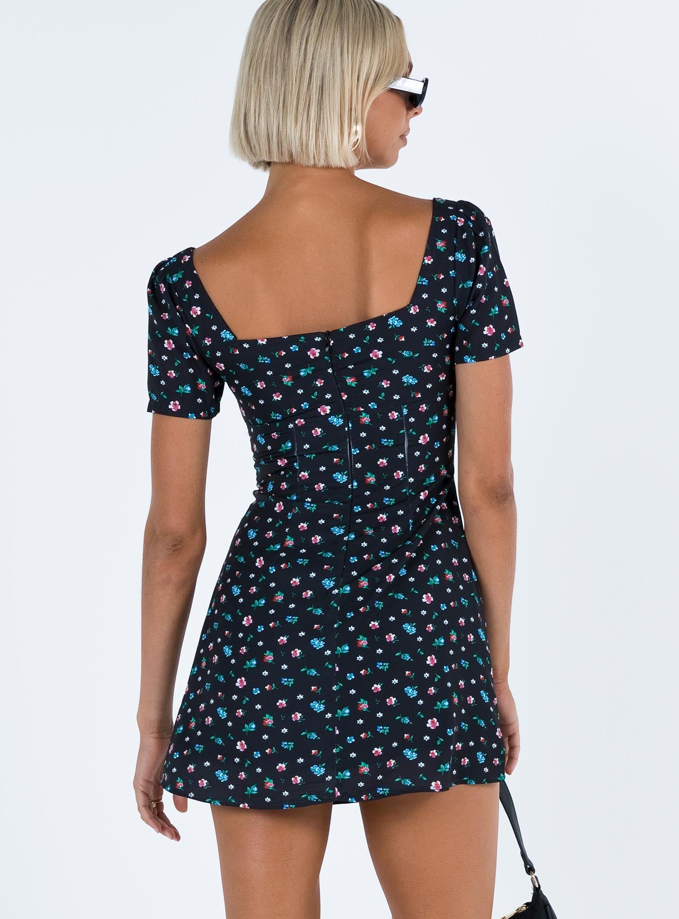 Hastings Mini Dress Black Floral - Image 5