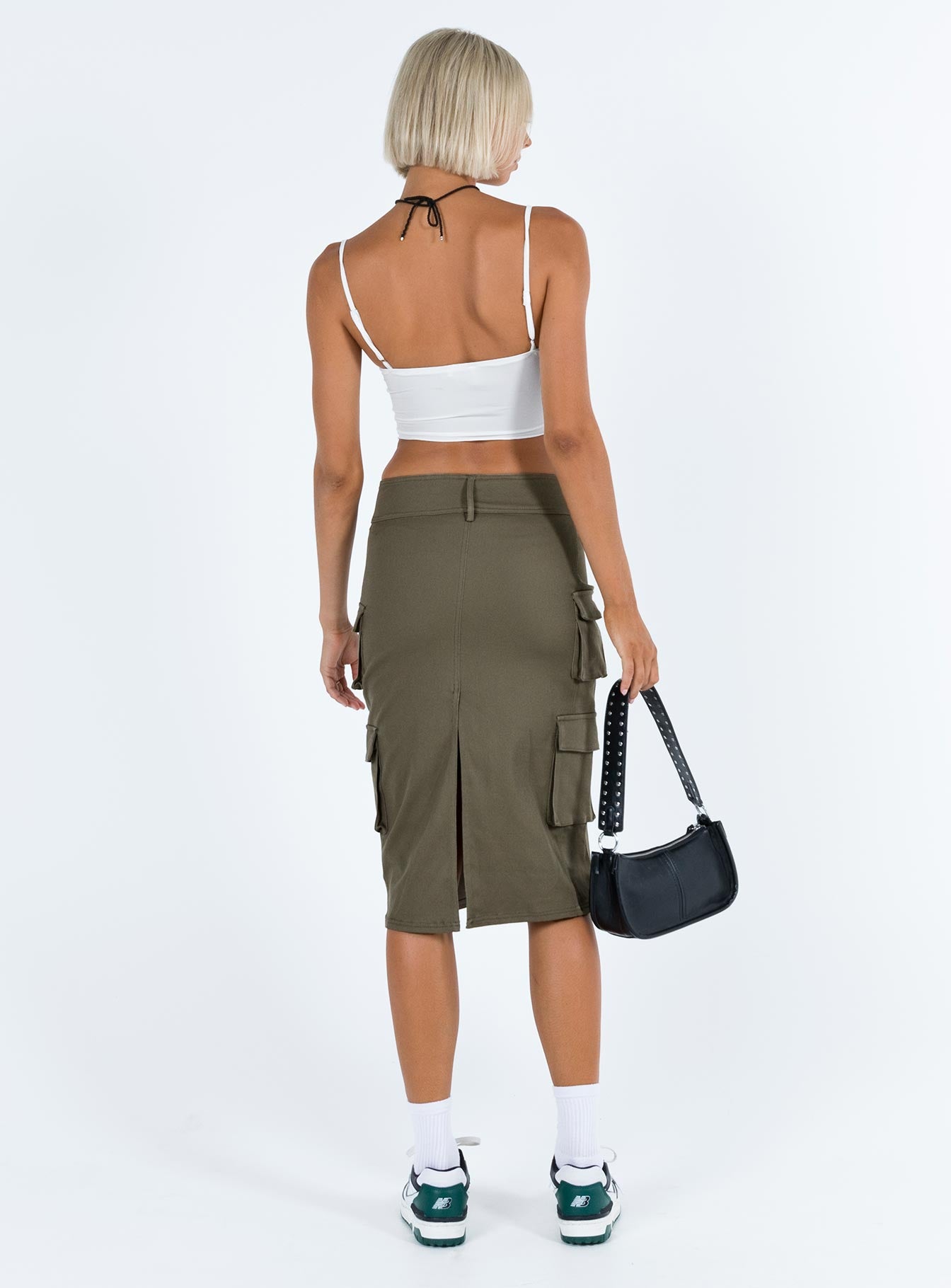 Alida Cargo Midi Skirt Olive Green - Image 5