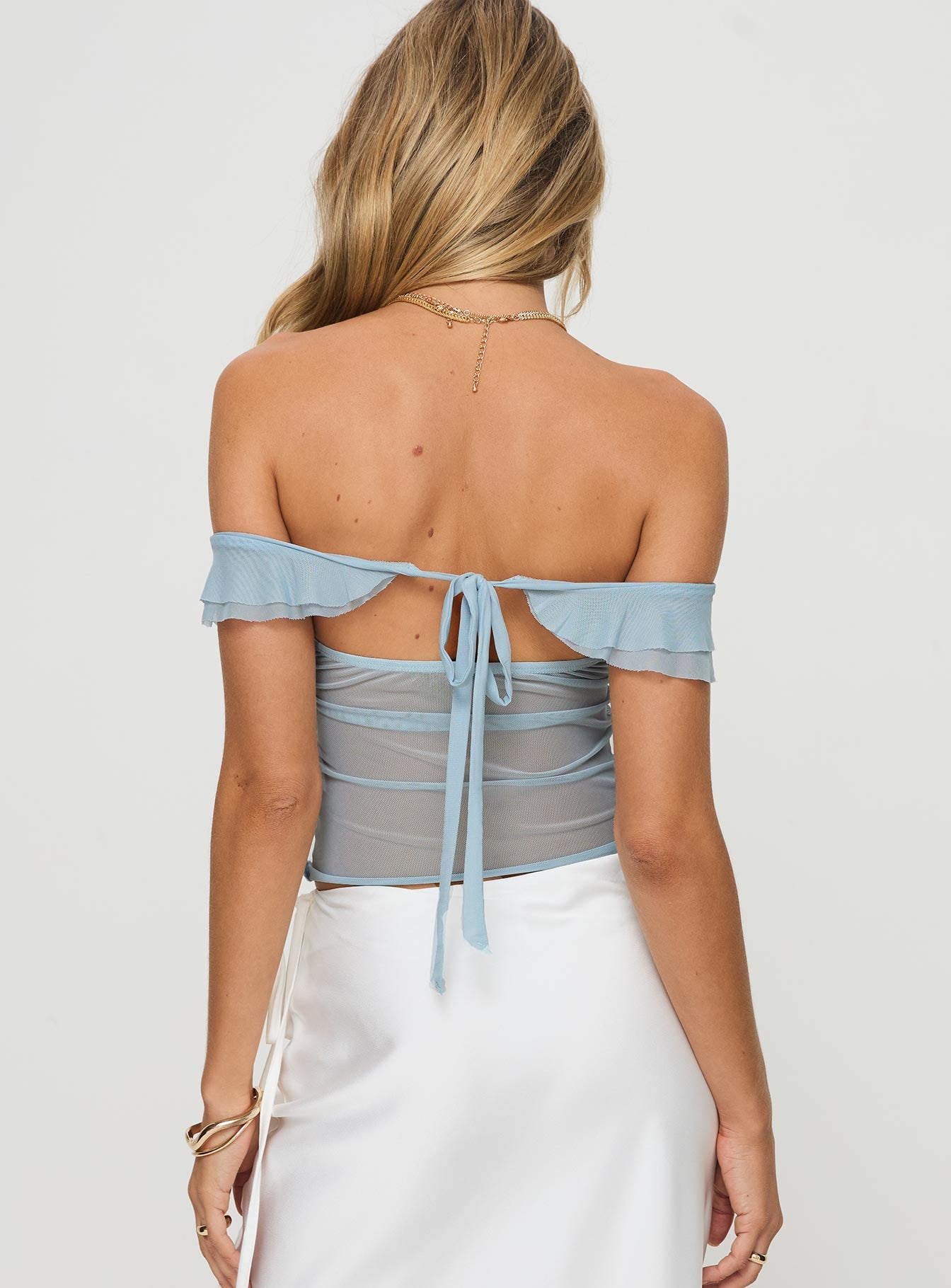 Loire Off Shoulder Top Blue - Image 5