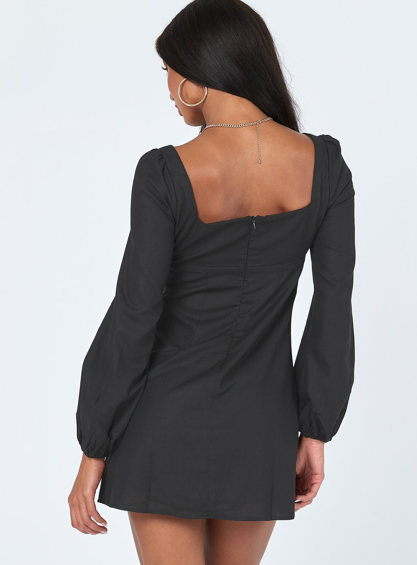 Hastings Long Sleeve Mini Dress Black - Image 4