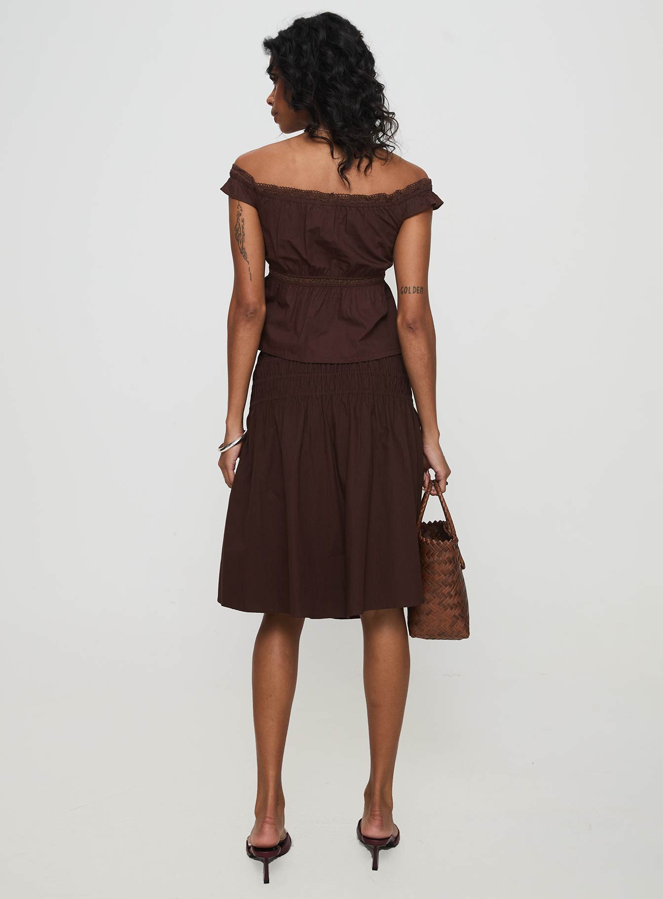 Neleta Midi Skirt Brown - Image 5