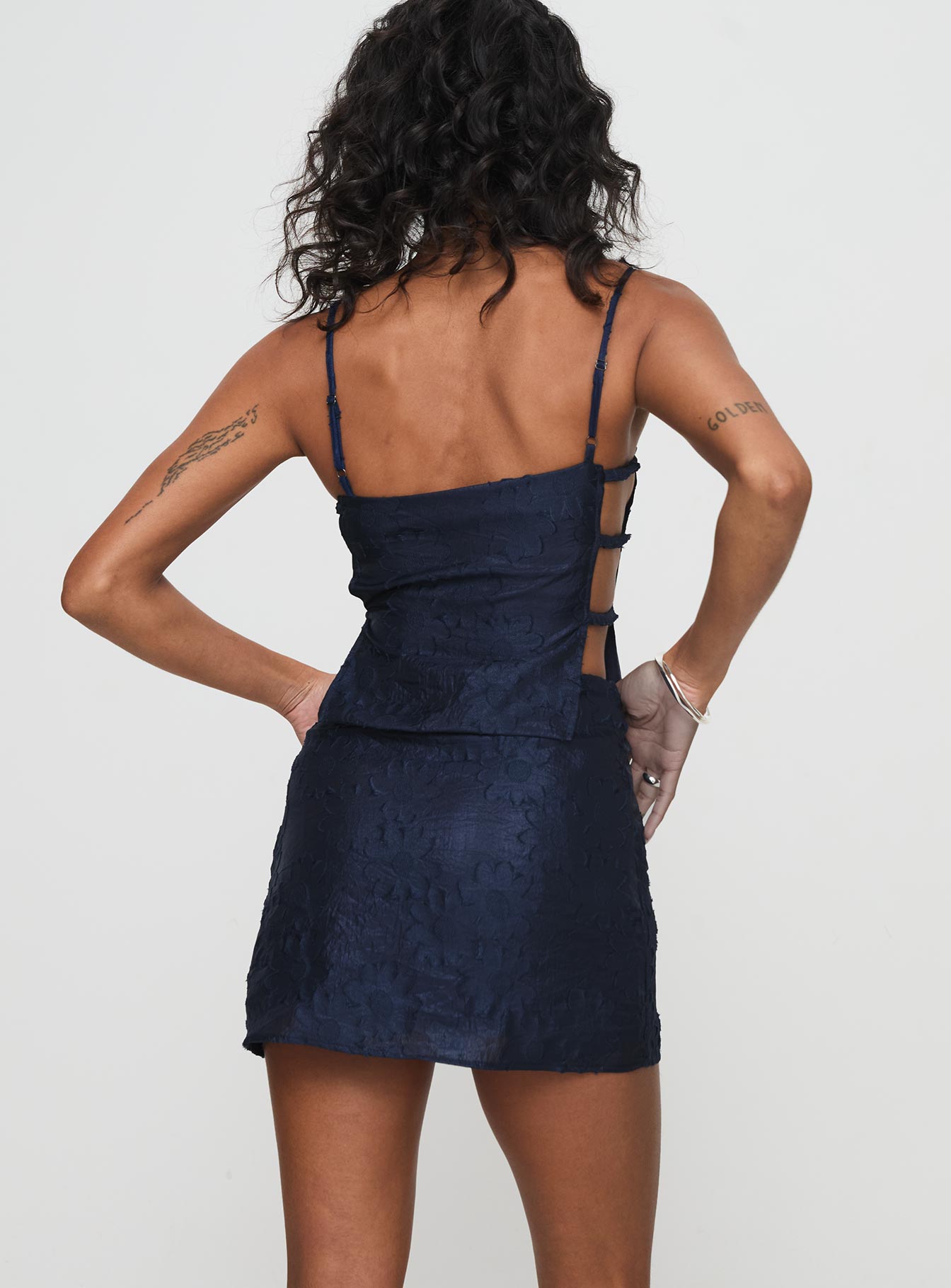 Floral Jacquard Mini Set Navy - Image 5