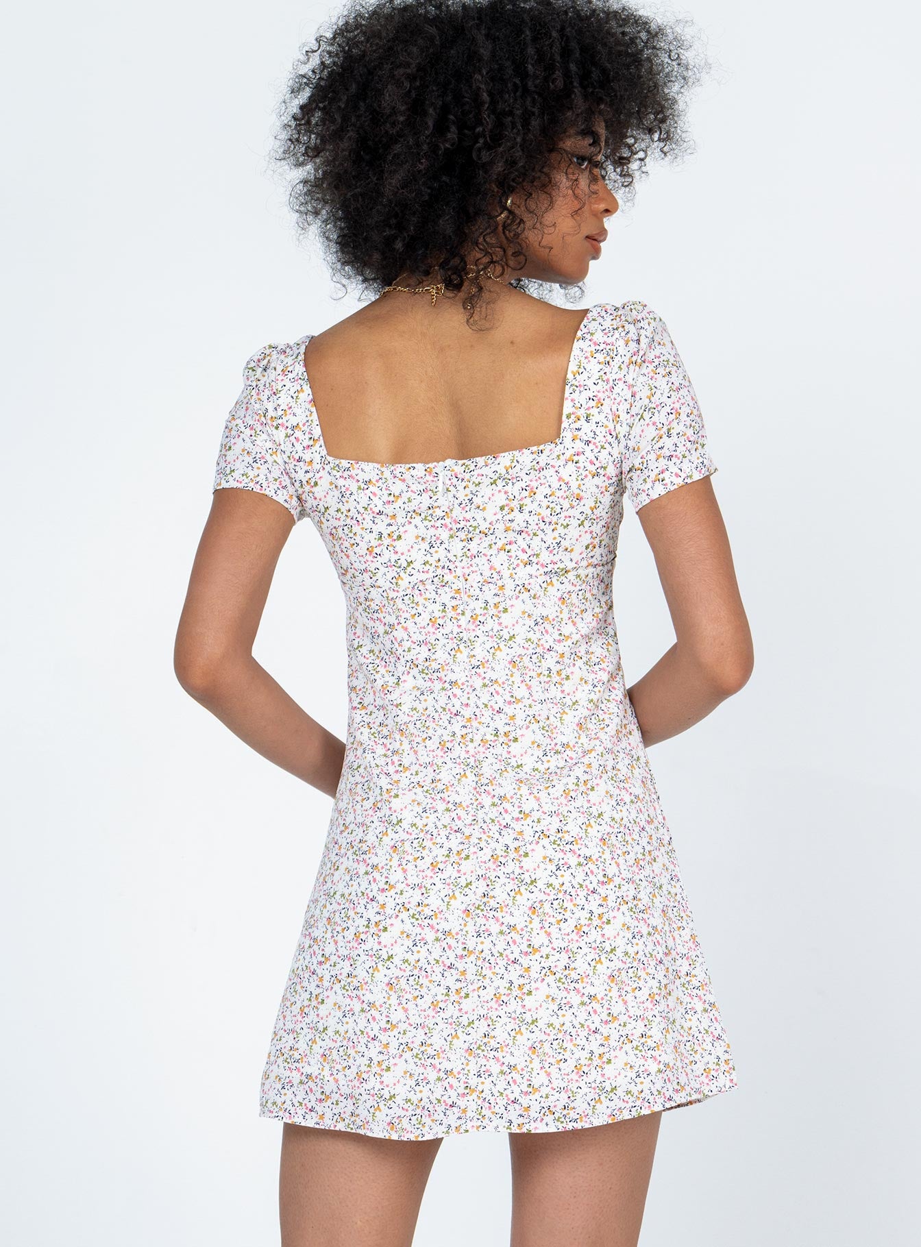 Hastings Mini Dress White Floral - Image 6