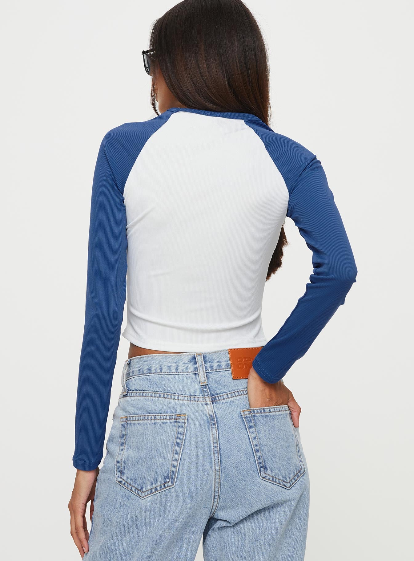 Markey Long Sleeve Top White / Blue - Image 5