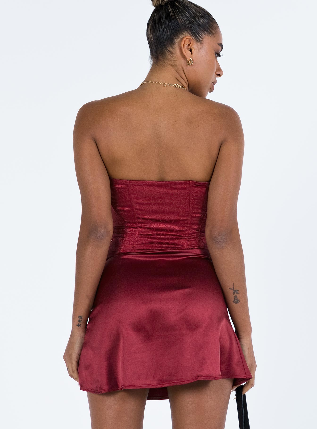 Alter Ego Mini Dress Maroon - Image 5