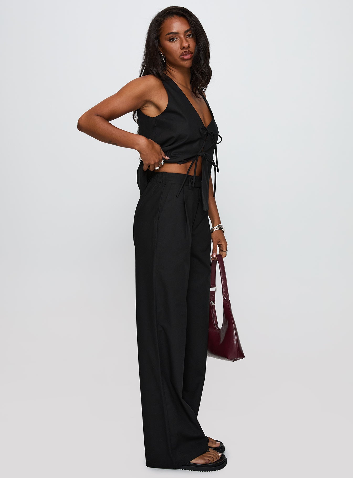 Elegance Tie Front Set Black - Image 5