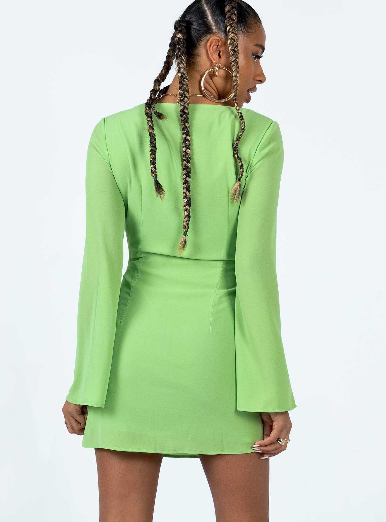 Denvers Long Sleeve Mini Dress Green - Image 4