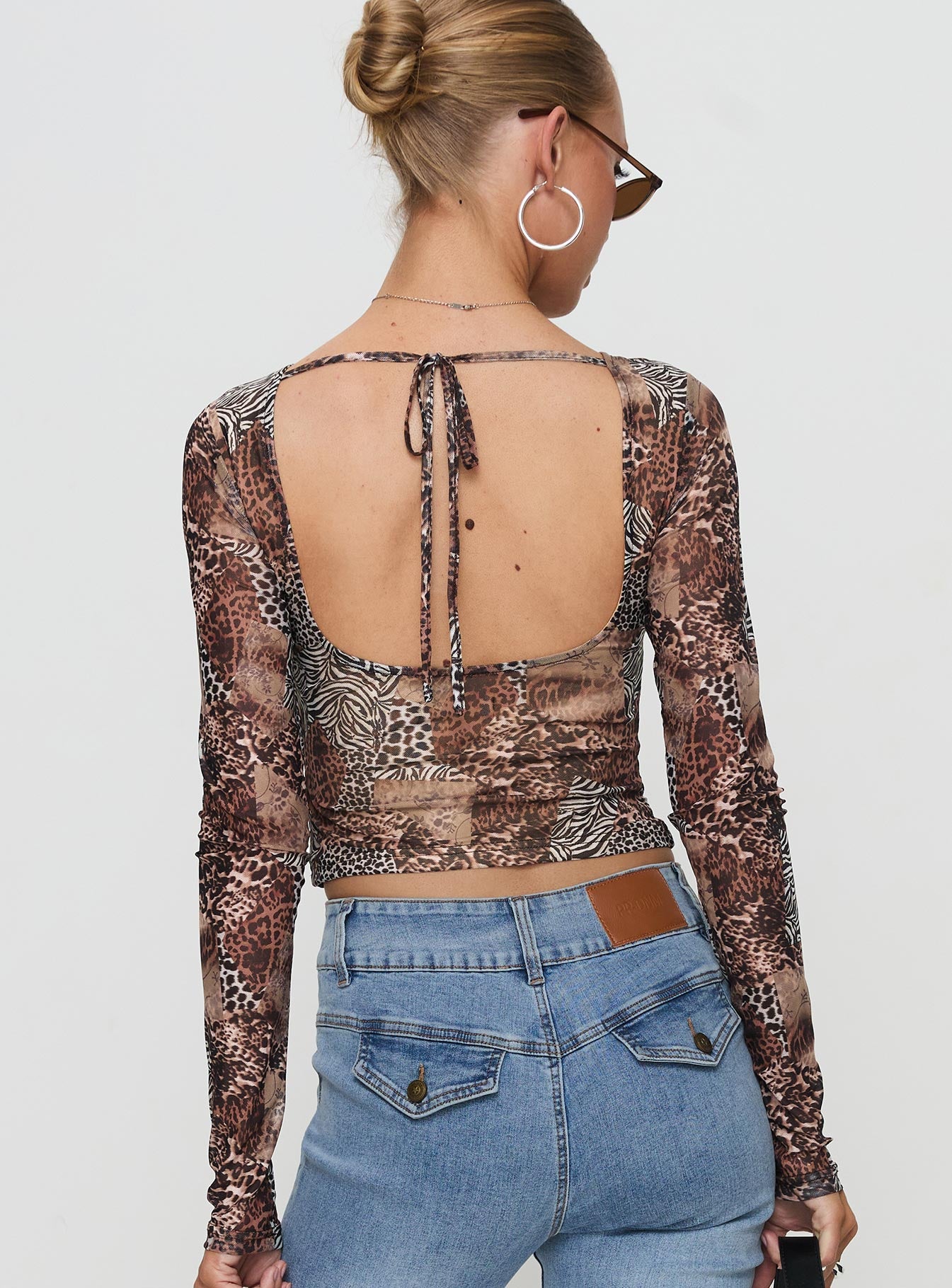 Tied In Long Sleeve Top Leopard - Image 5