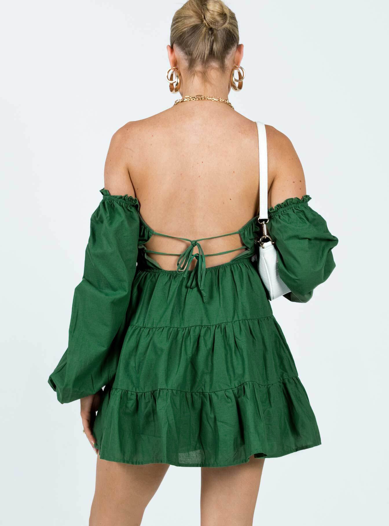 Ceara Long Sleeve Mini Dress Green - Image 5