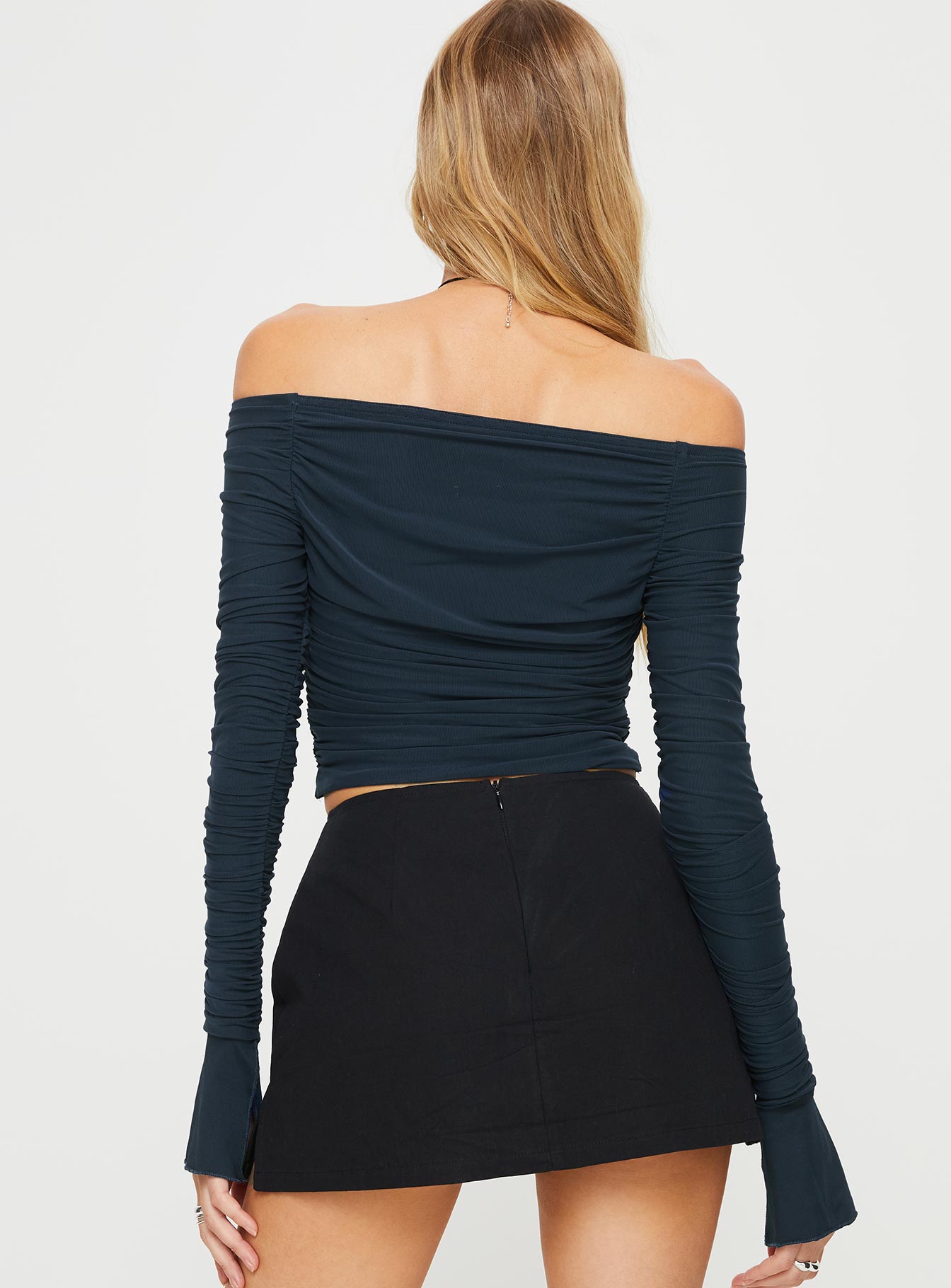 Moreno Off The Shoulder Top Navy - Image 5