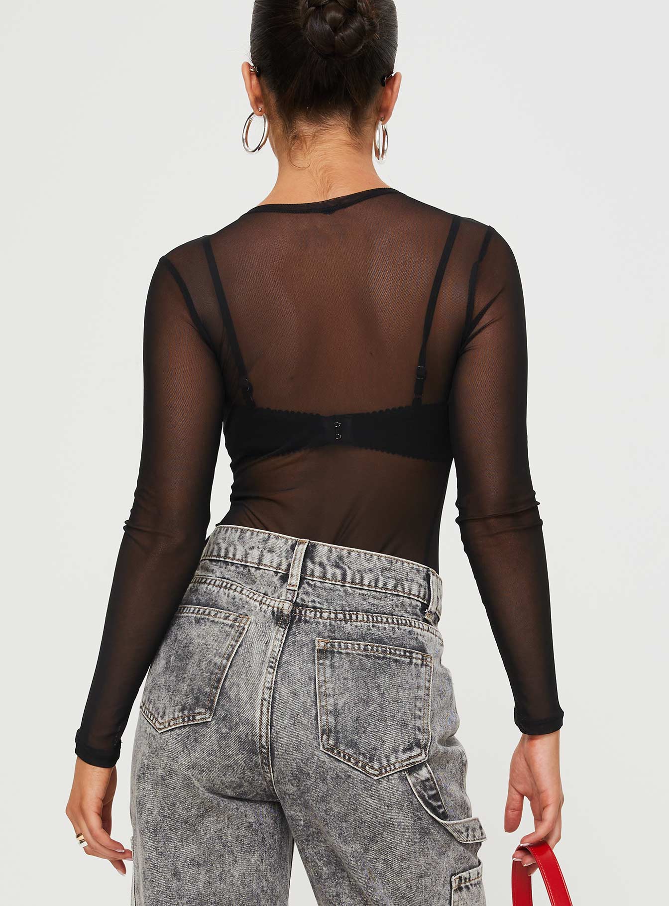 Minsky Long Sleeve Mesh Bodysuit Black - Image 5