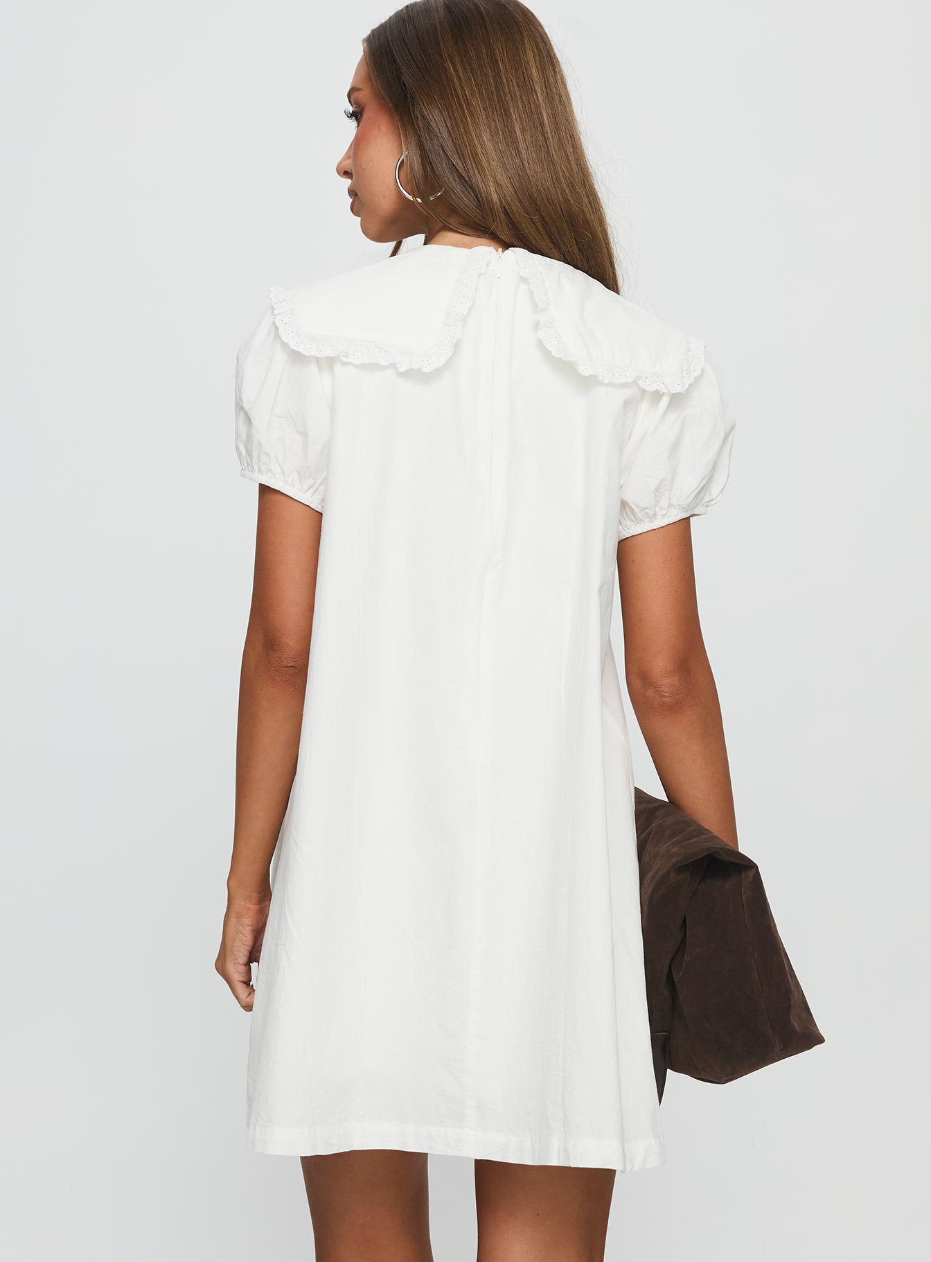 Roseprick Puff Sleeve Babydoll Dress White - Image 5