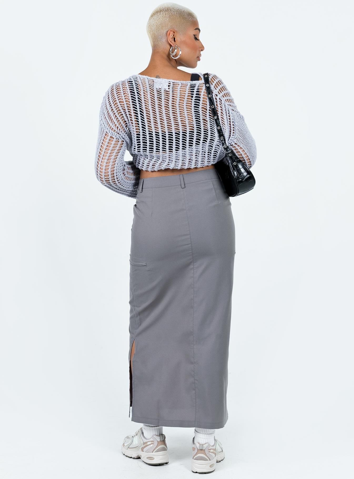 Elderbery Cargo Maxi Skirt Grey - Image 5