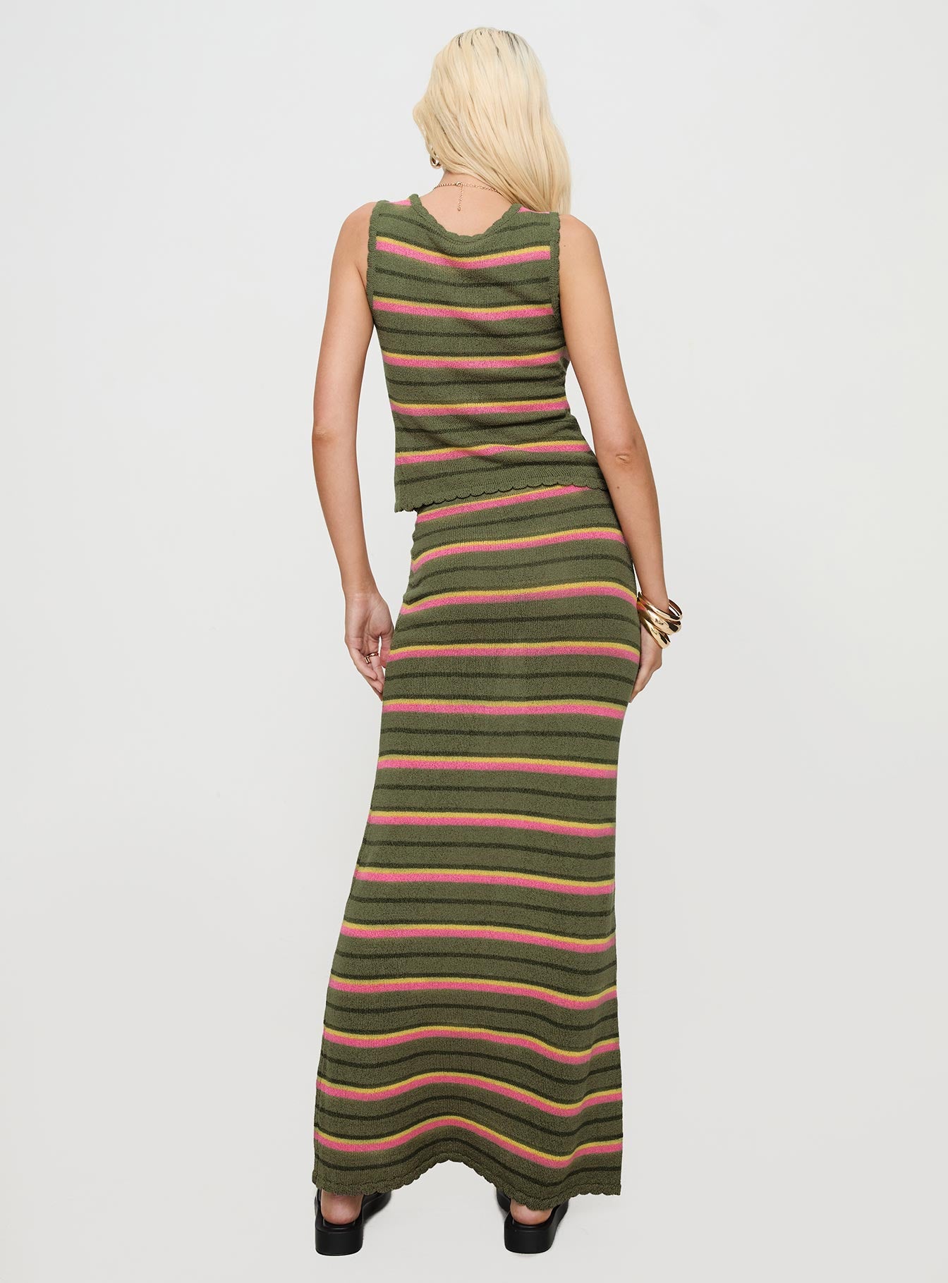 Giulia Knit Maxi Skirt Green Multi - Image 6
