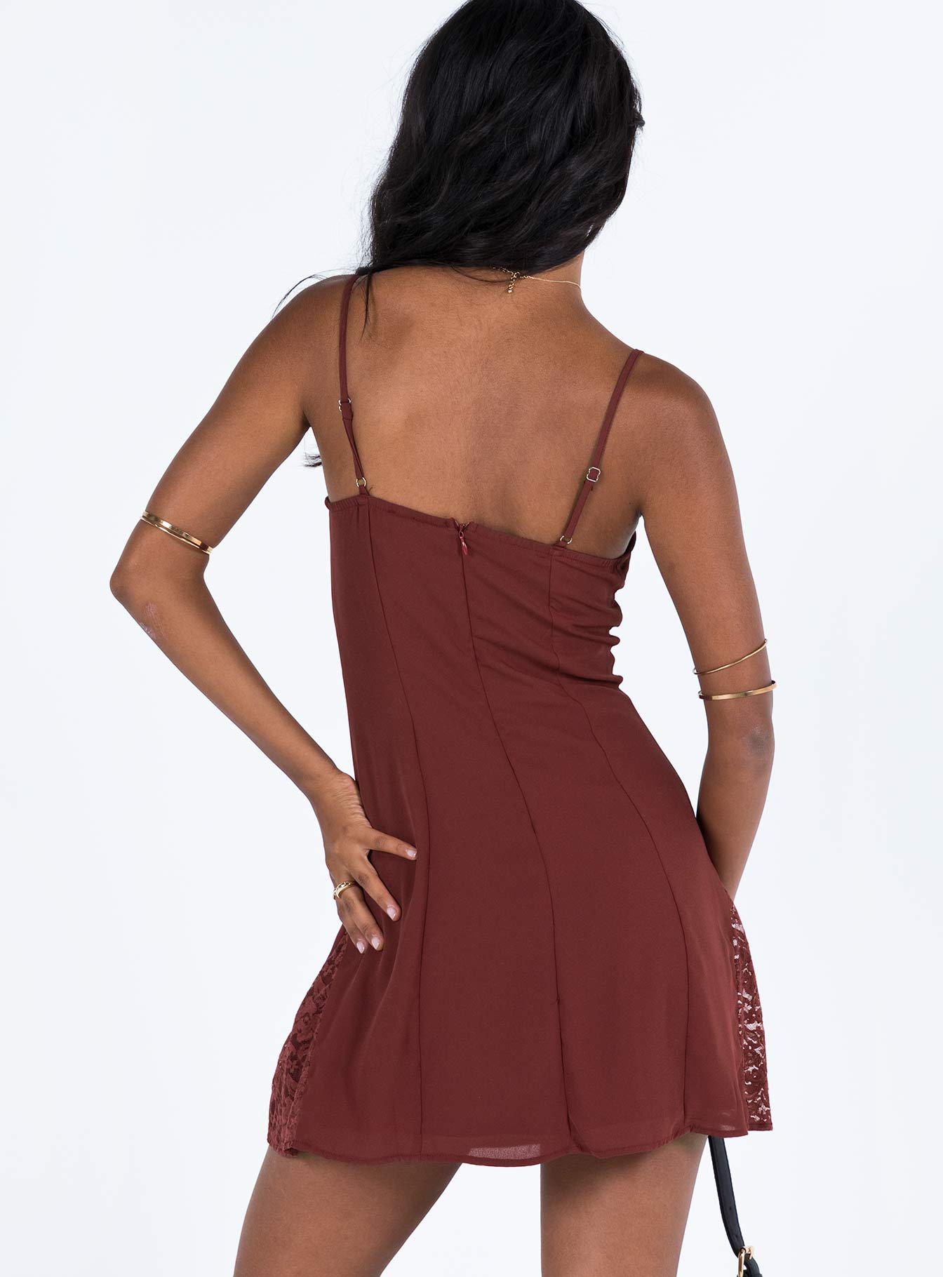 Laysan Lace Mini Dress Burgundy - Image 5