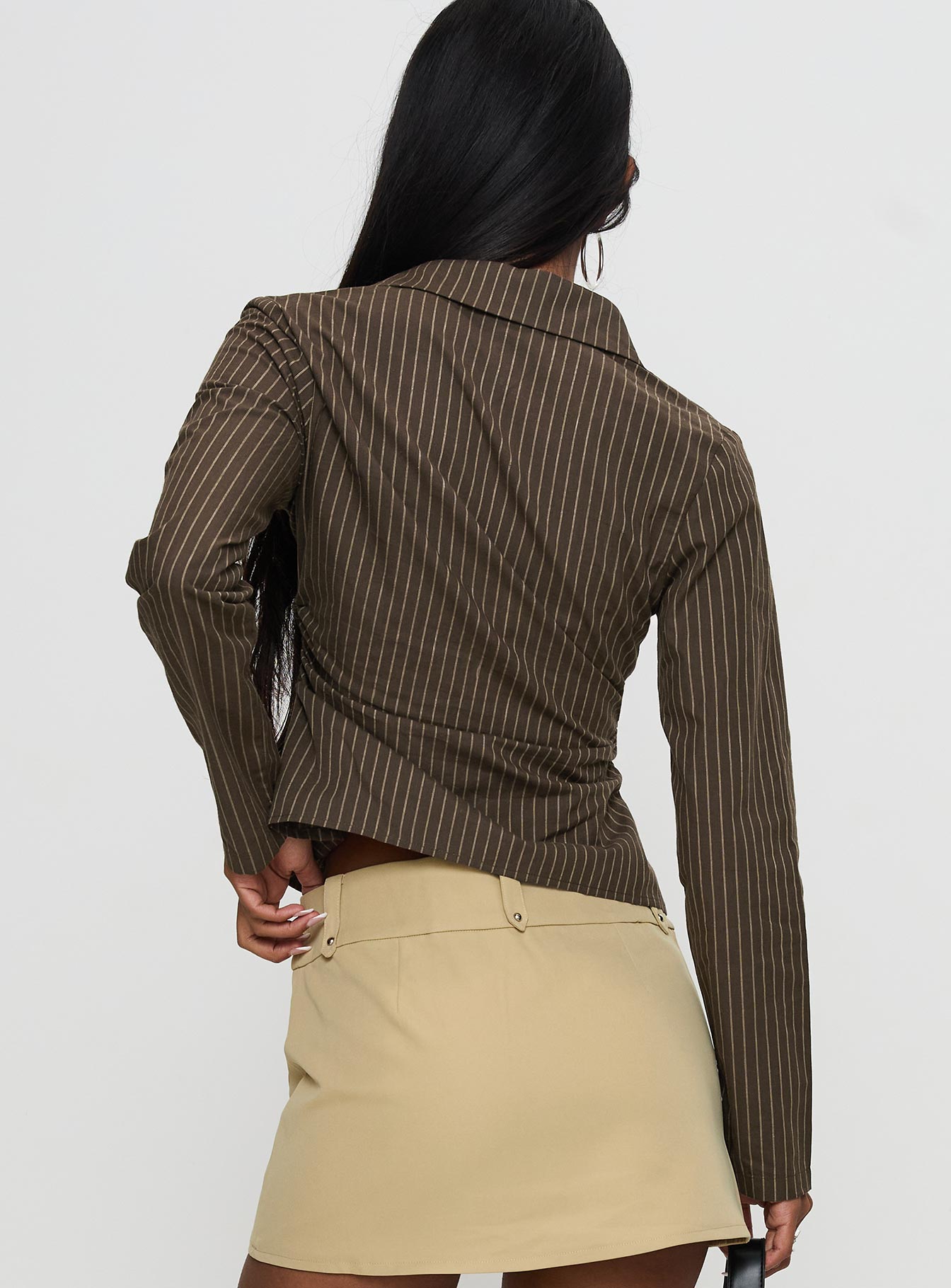 Held My Hand Long Sleeve Top Brown Stripe - Image 5
