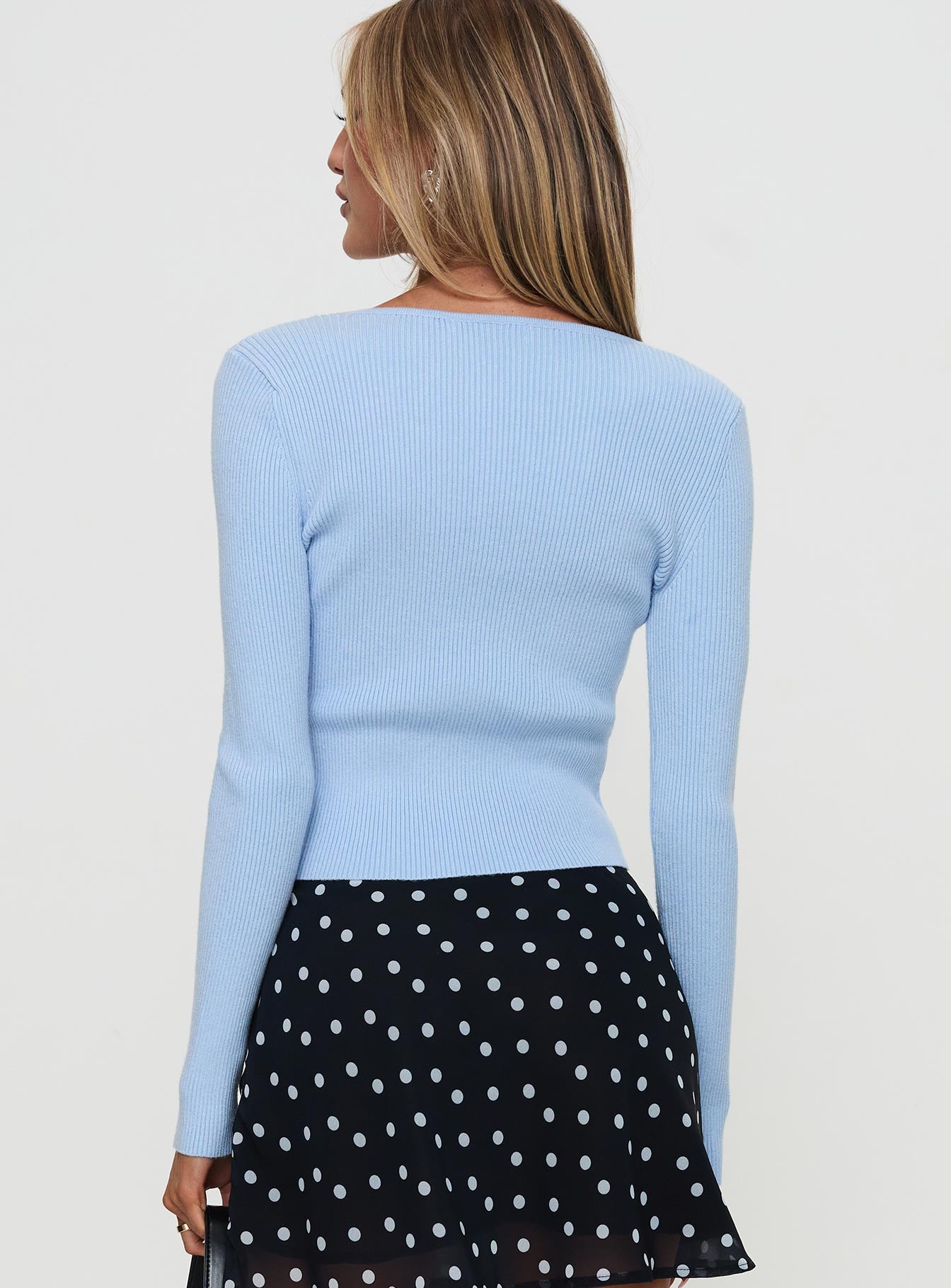 Ophira Twist Detail Long Sleeve Top Blue - Image 4