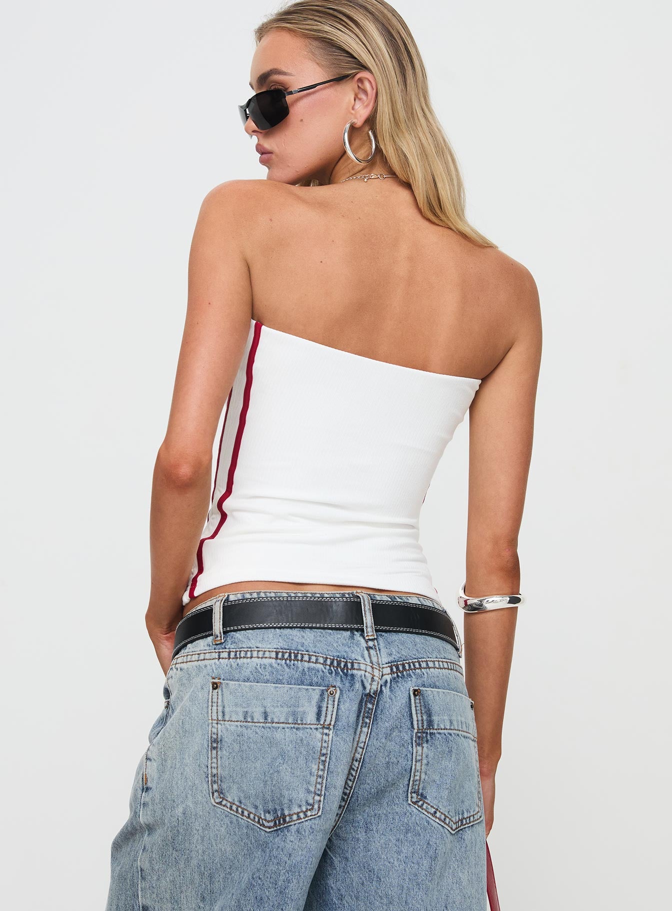 Simpi Strapless Top White/Red - Image 5