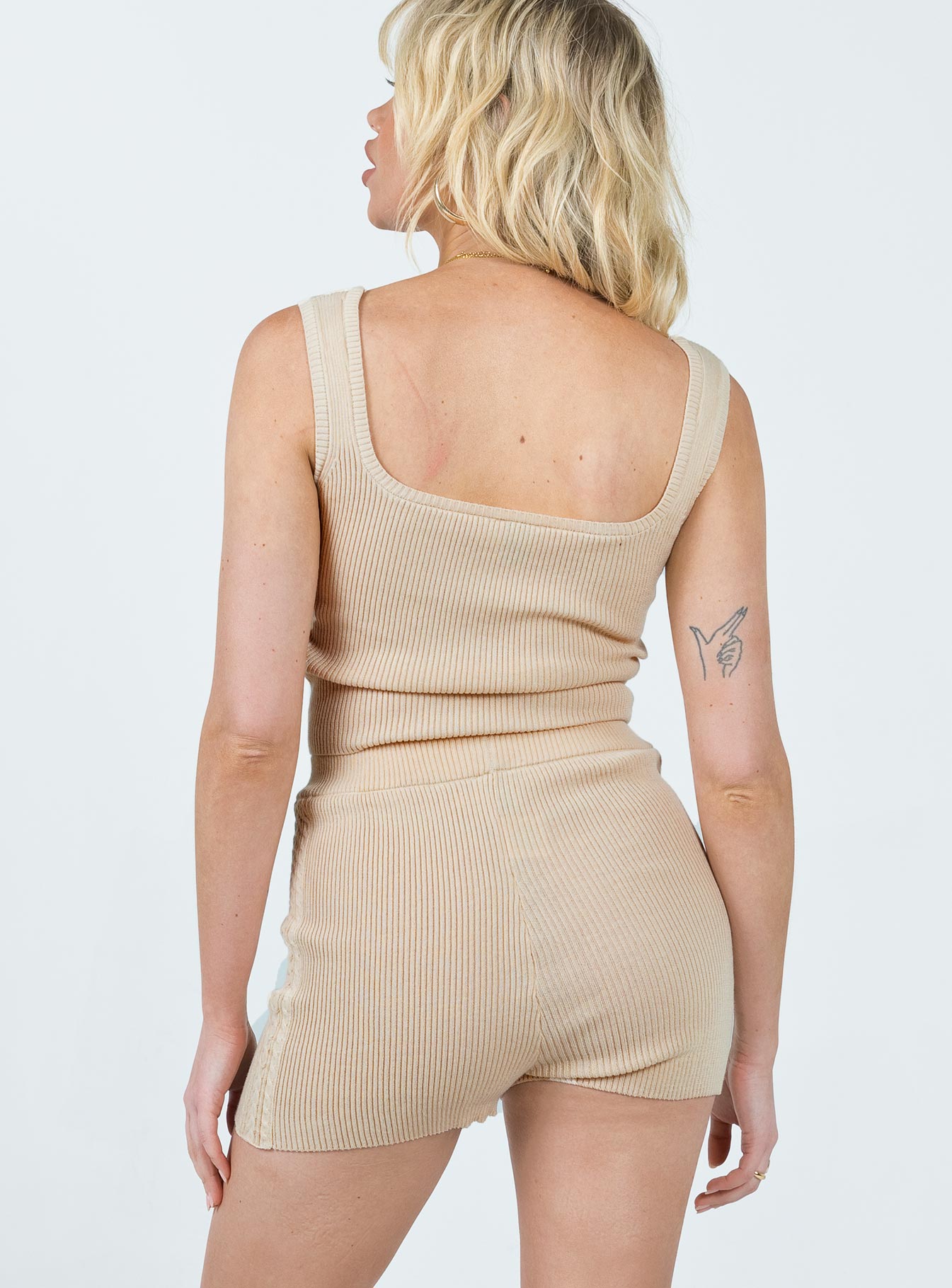 Maibelle Knit Shorts Beige - Image 5