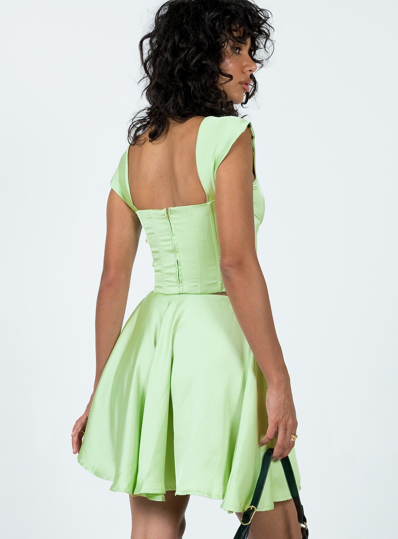 Cornell Satin Mini Skirt Green - Image 5