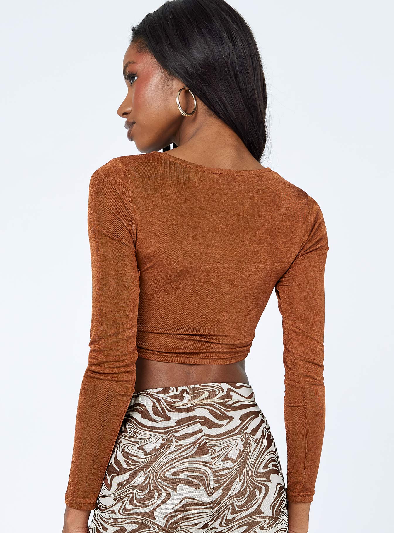 Christy Long Sleeve Top Brown - Image 5