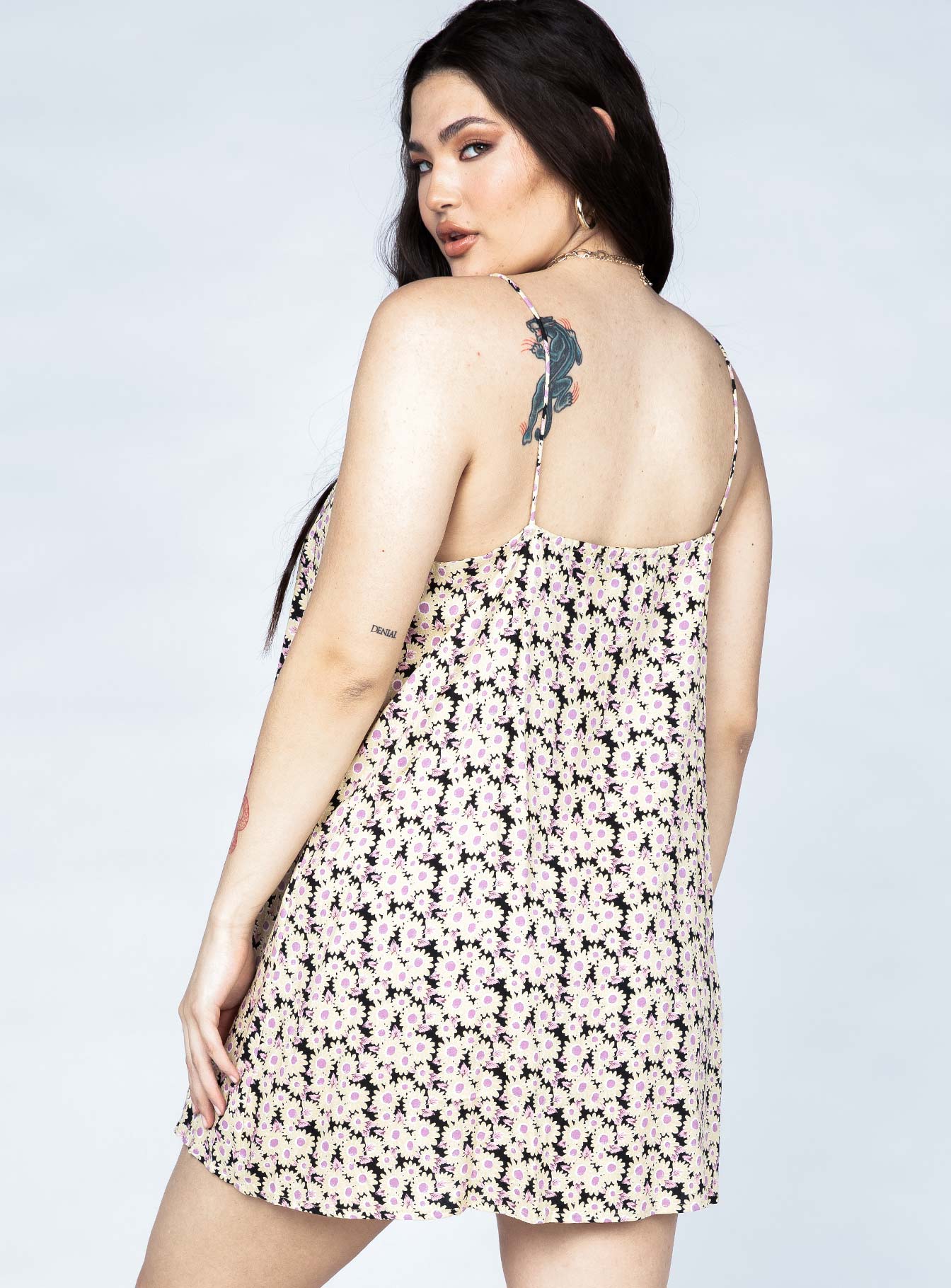 Motel Akina Mini Dress Daisy Day Dream Cream - Image 4