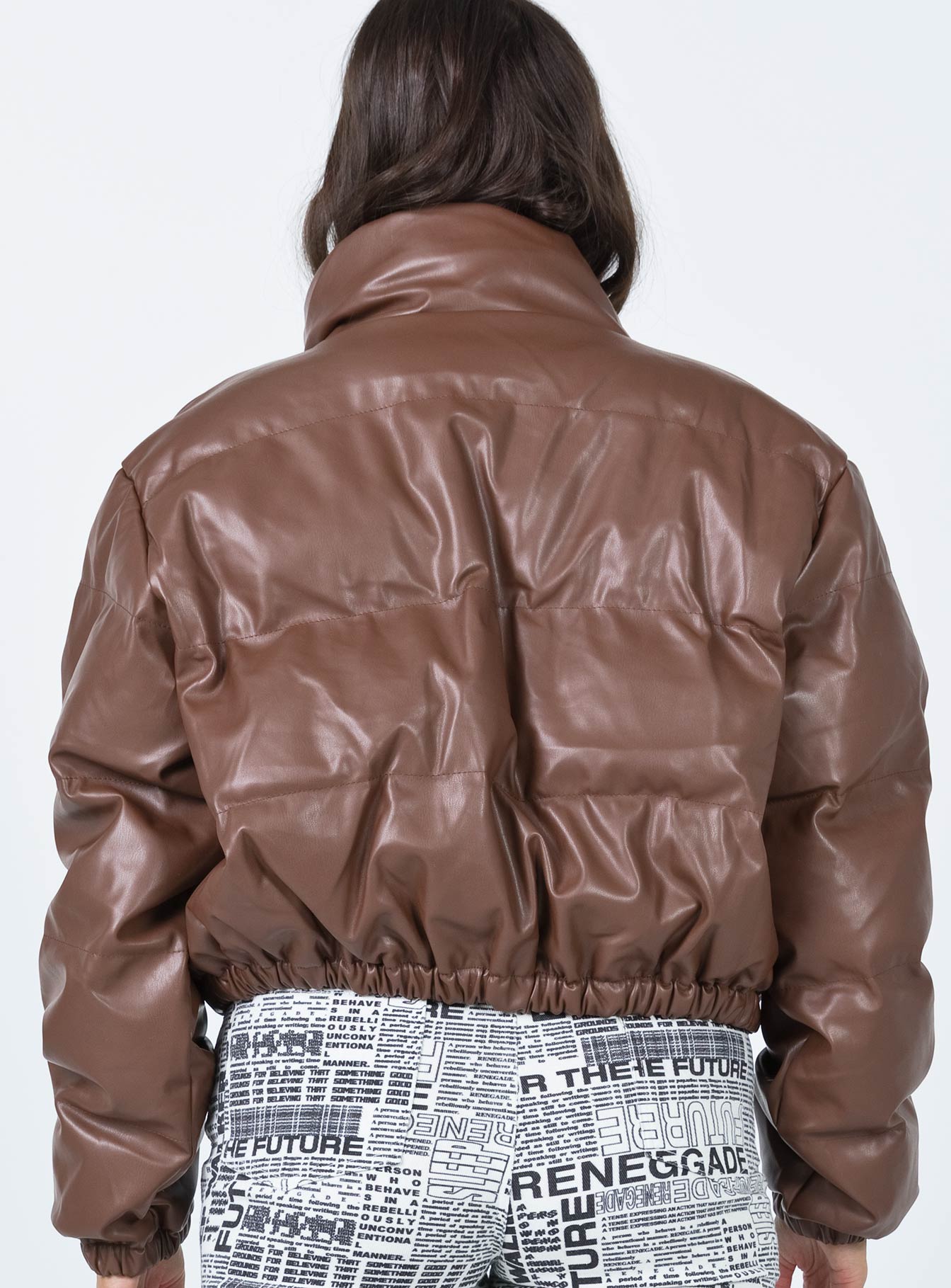 Lou Puffer Jacket Chocolate Brown - Image 5