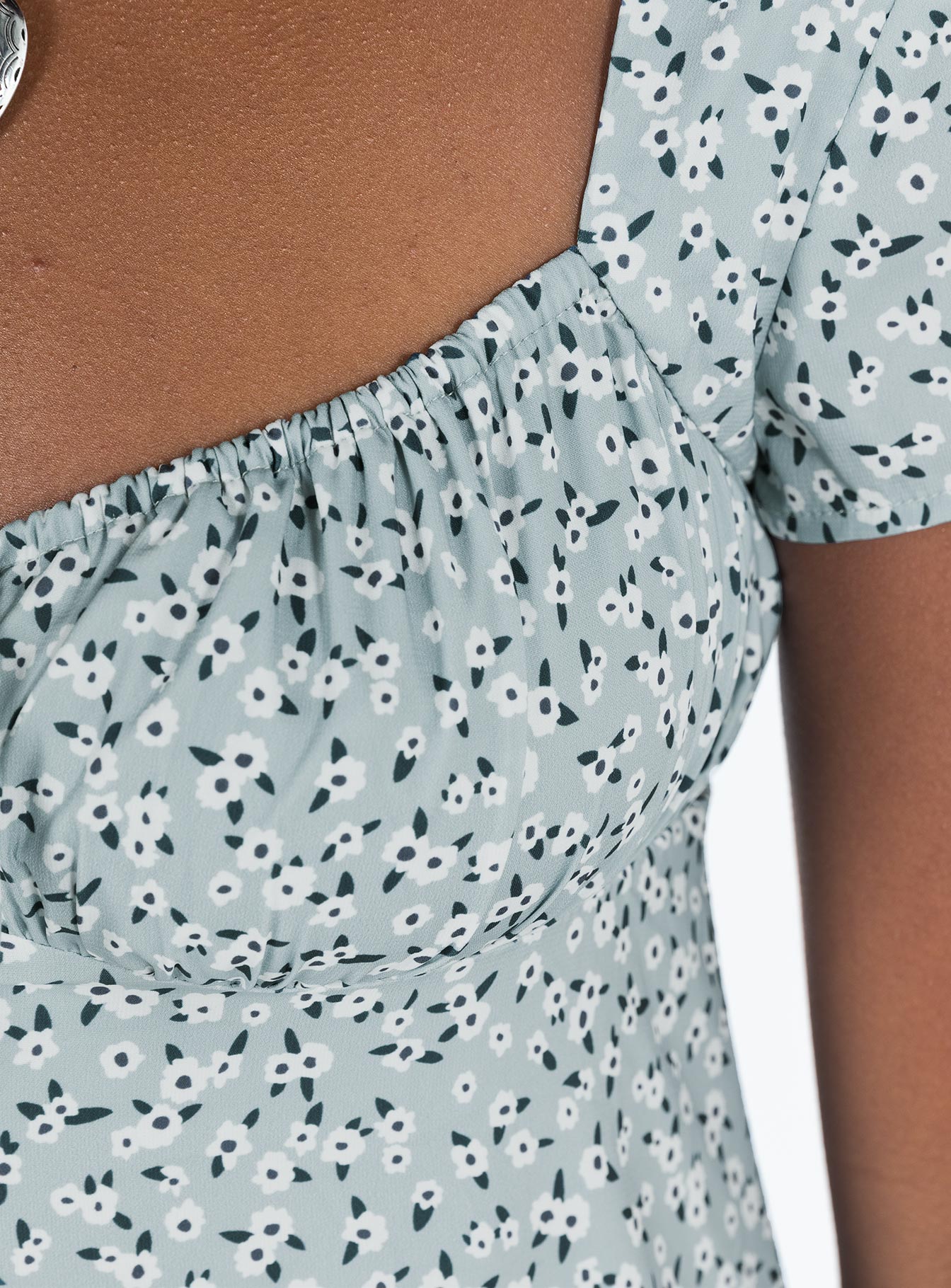 Glenore Mini Dress Green Floral - Image 6