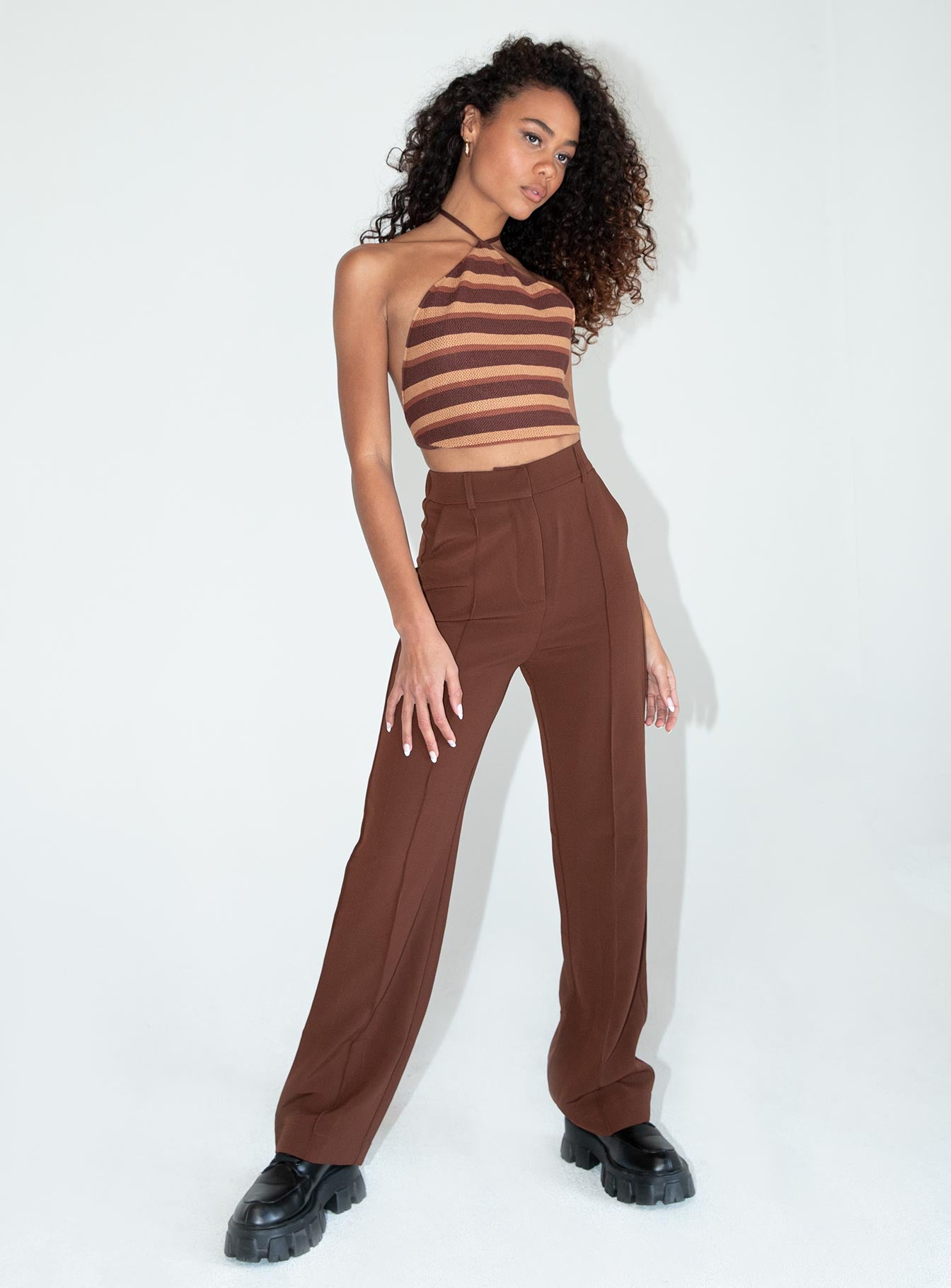 Motel Groci Top Multi Stripe Brown - Image 5