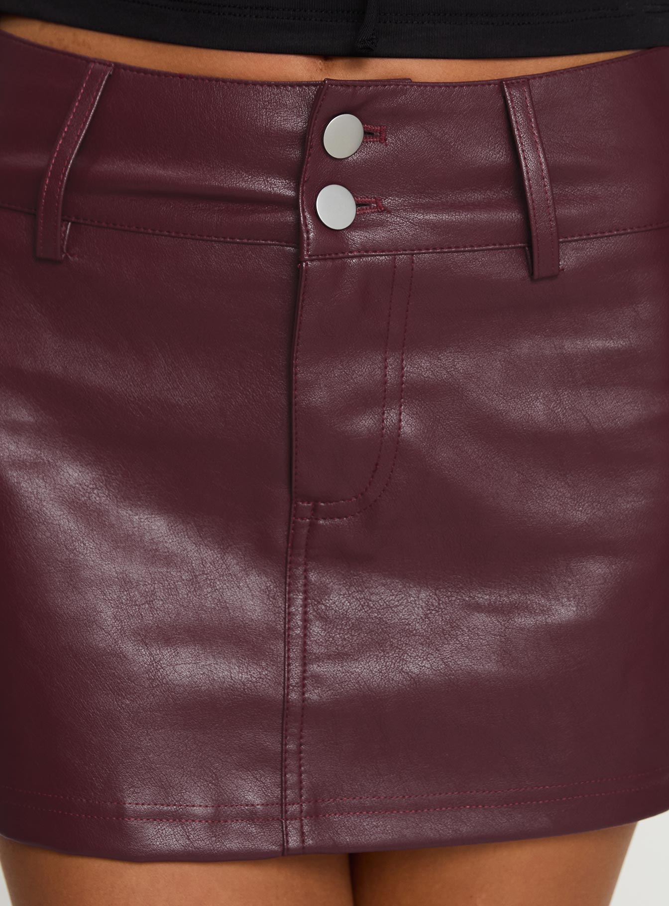 Magee Faux Leather Mini Skirt Burgundy - Image 6