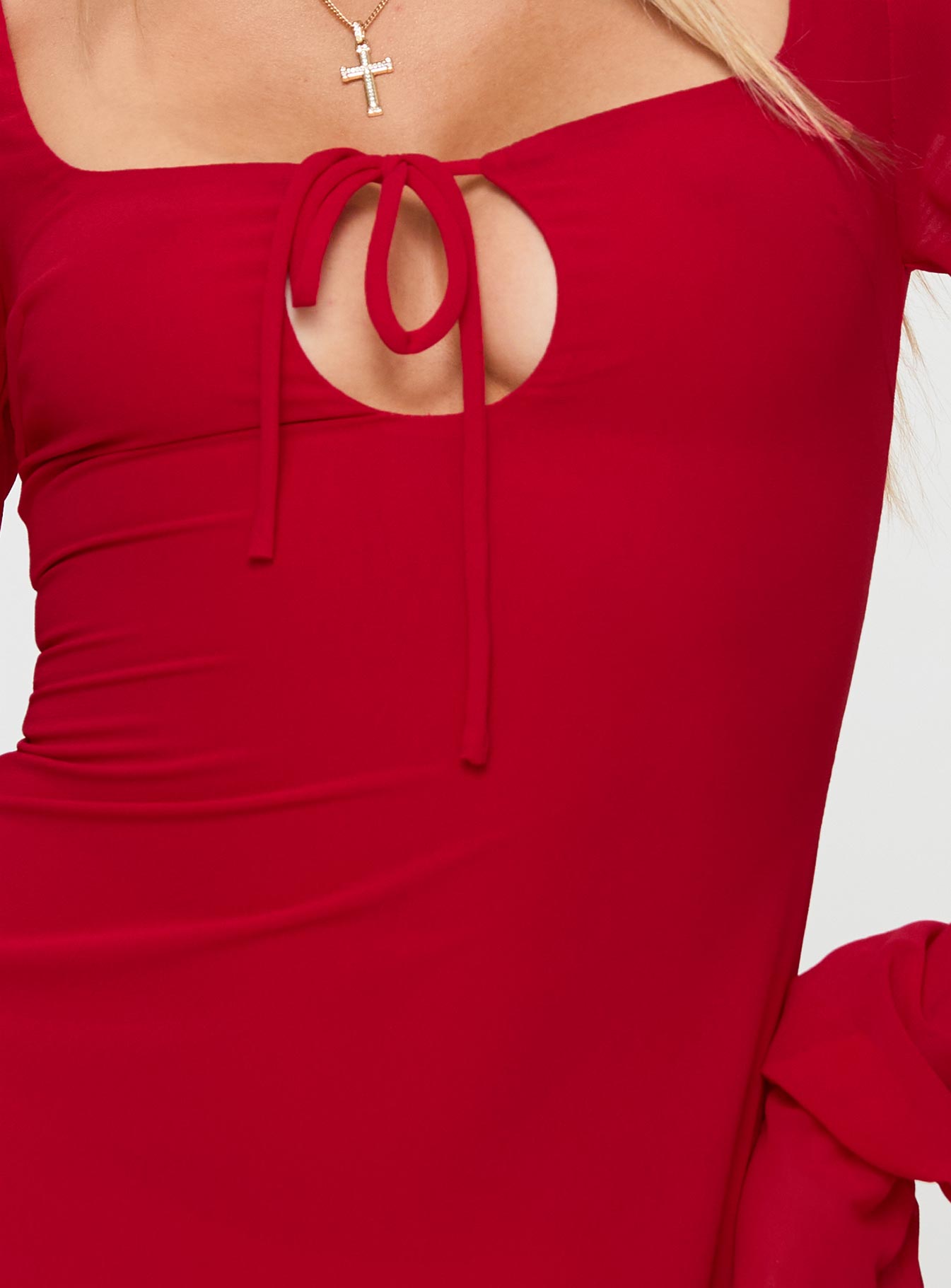 Bayford Long Sleeve Mini Dress Red - Image 6