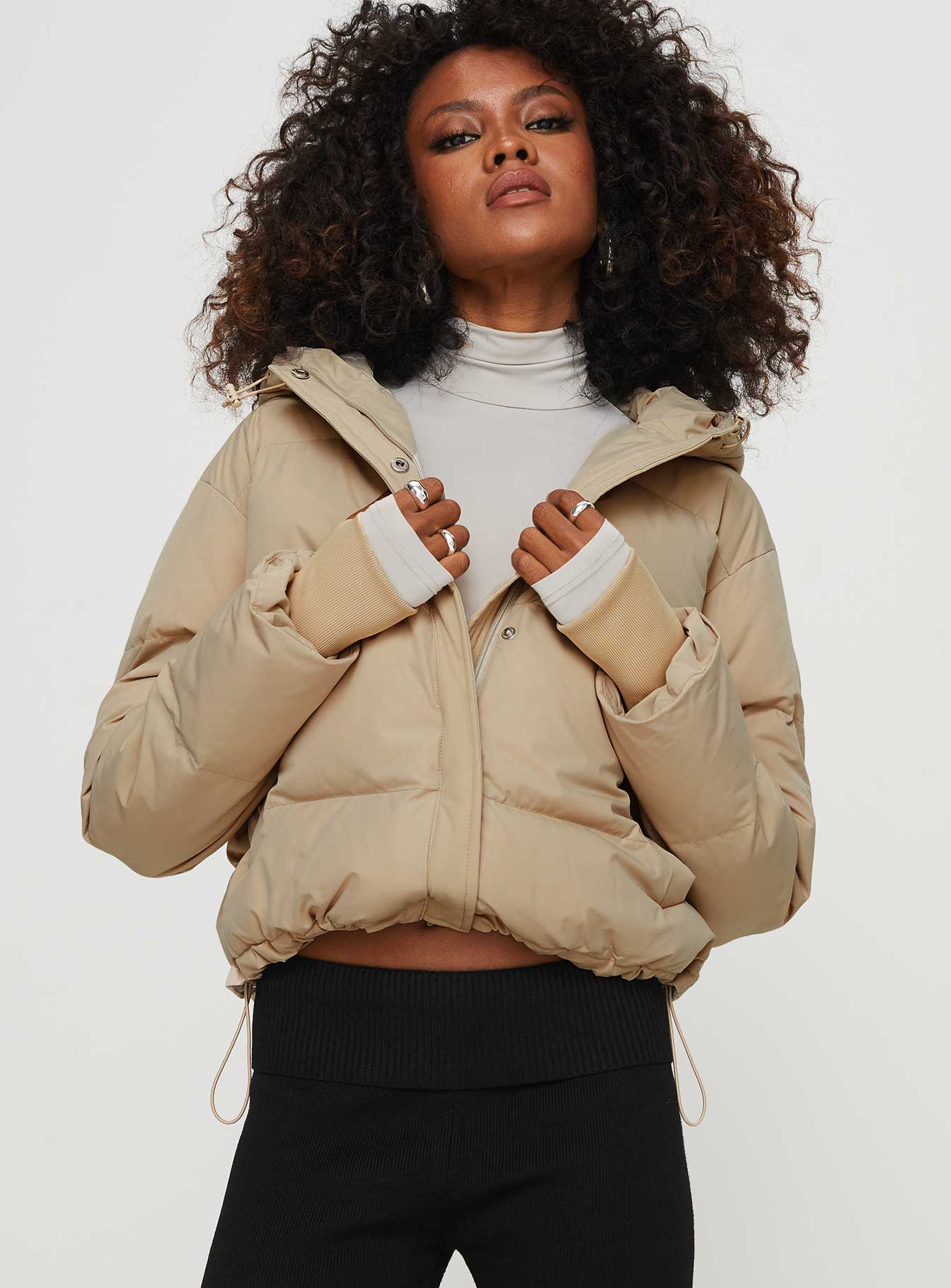 Morrie Hooded Puffer Jacket Latte - Image 6