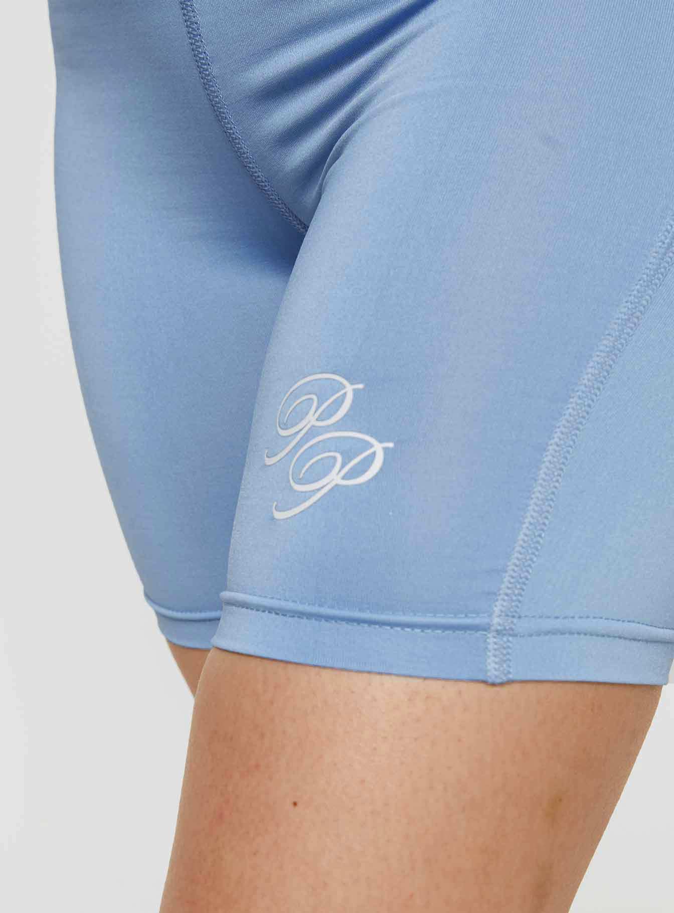 Princess Polly Bike Shorts Cursive Text Pale Blue/ Eggshell - Image 6