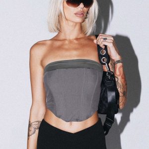 Alma Strapless Top Slate